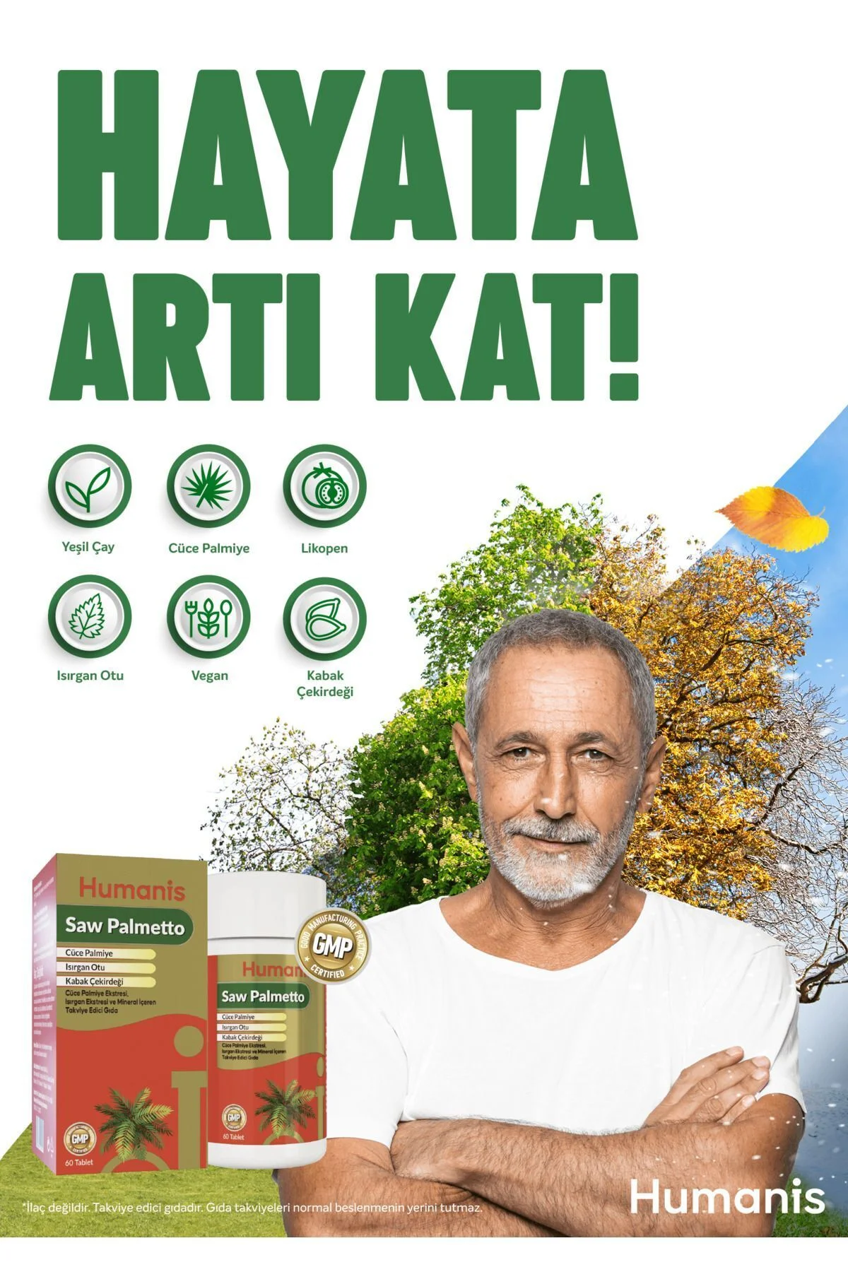 Saw Palmetto Isırgan ve Bitki Ekstreleri İçeren 60 Tablet - Humanis Görsel 2