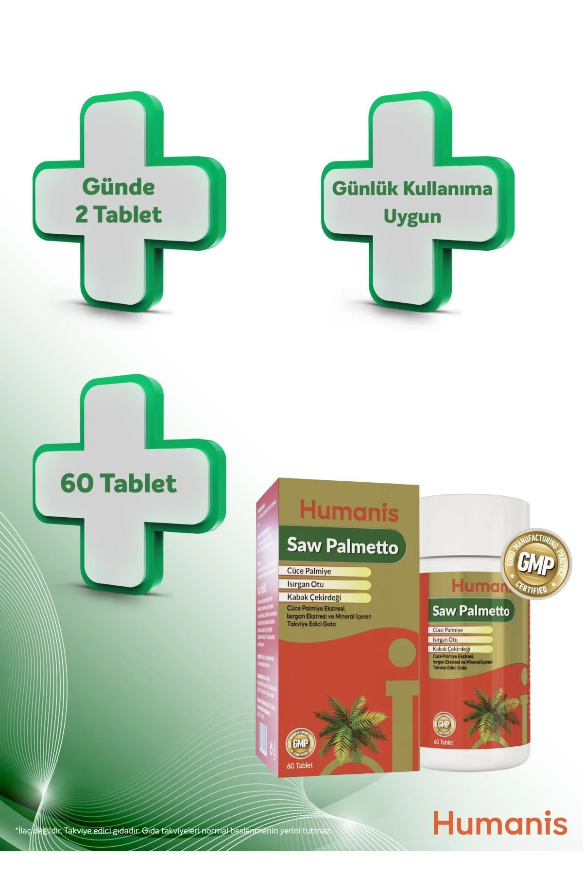 Saw Palmetto Isırgan ve Bitki Ekstreleri İçeren 60 Tablet - Humanis Görsel 4