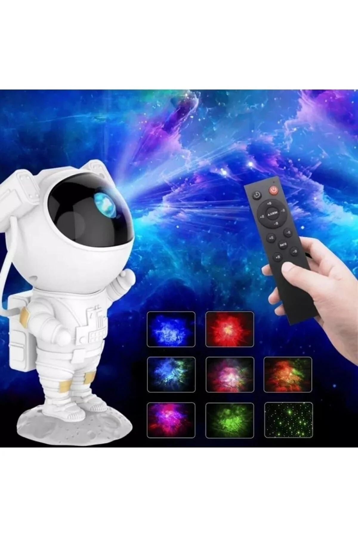 Astronot Tasarım Galaxy Yıldız Plazma Gökyüzü Gece Lambası Zamanlama Fonksiyon Kumandalı Pro - pazariz Görsel 4
