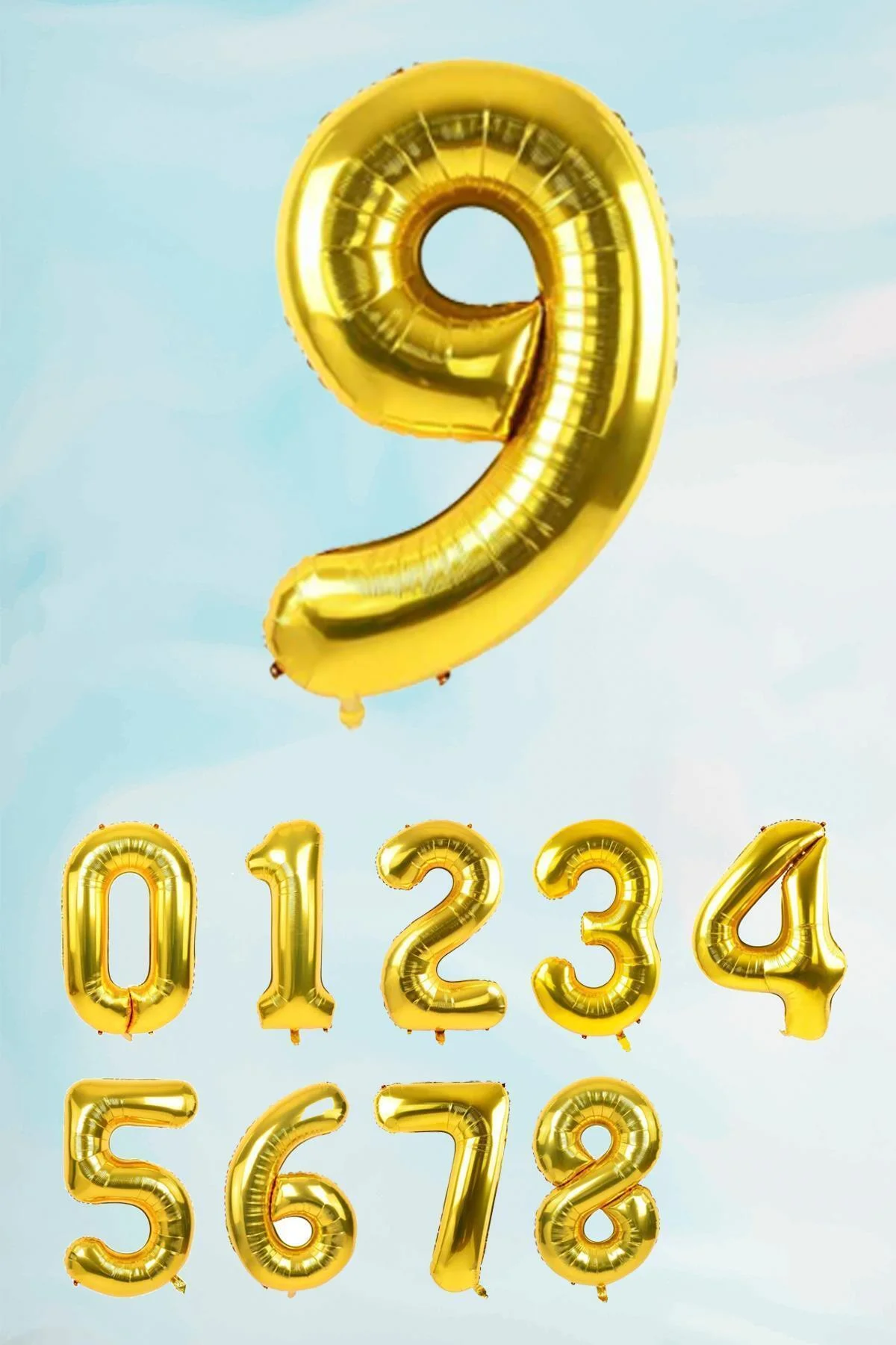 Gold Rakam Folyo Balon Büyük Boy Gold Sayı Balonlar 100cm 40inç