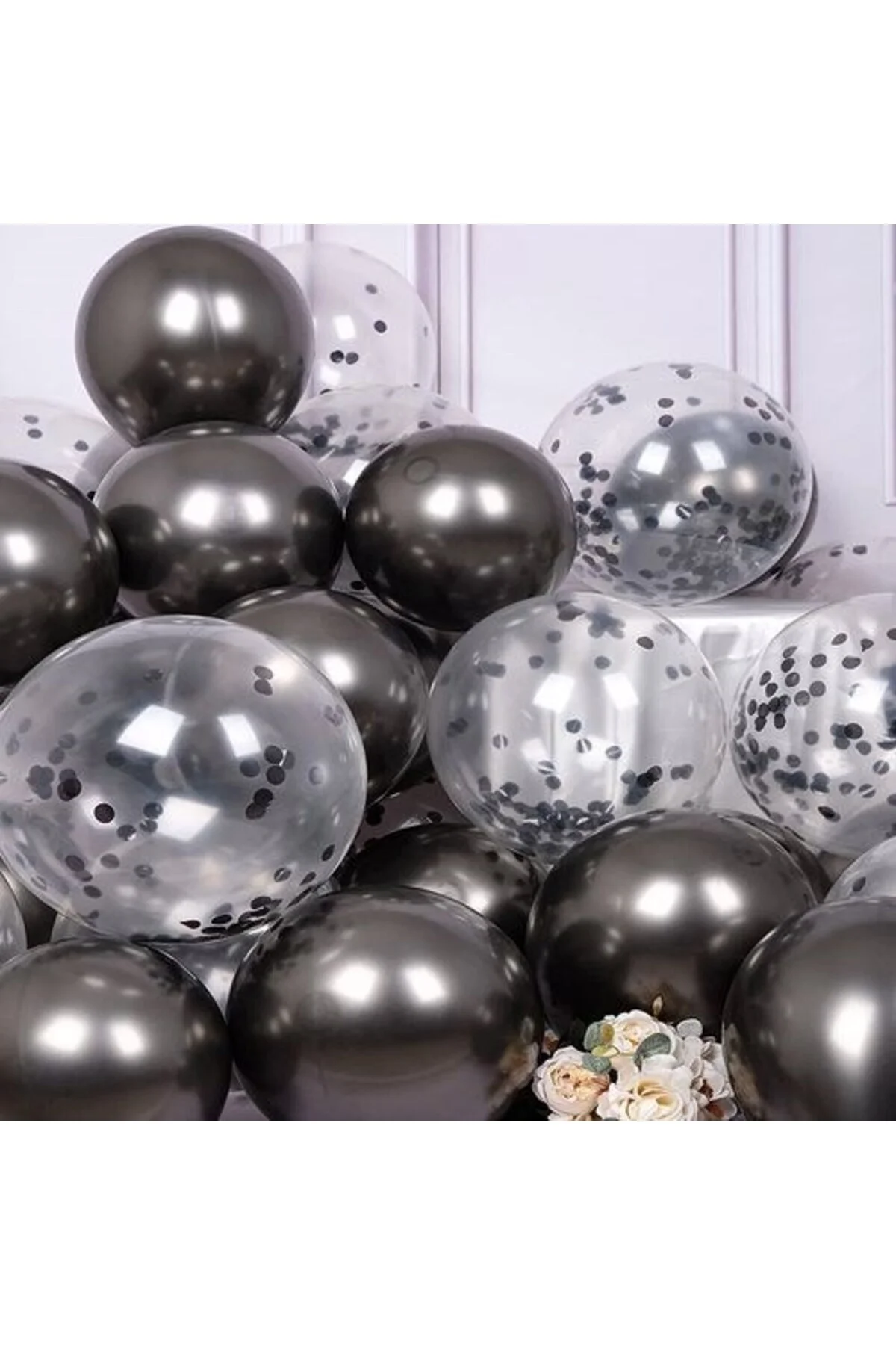 Siyah Konfetili Balon - Partioutlet Görsel 2