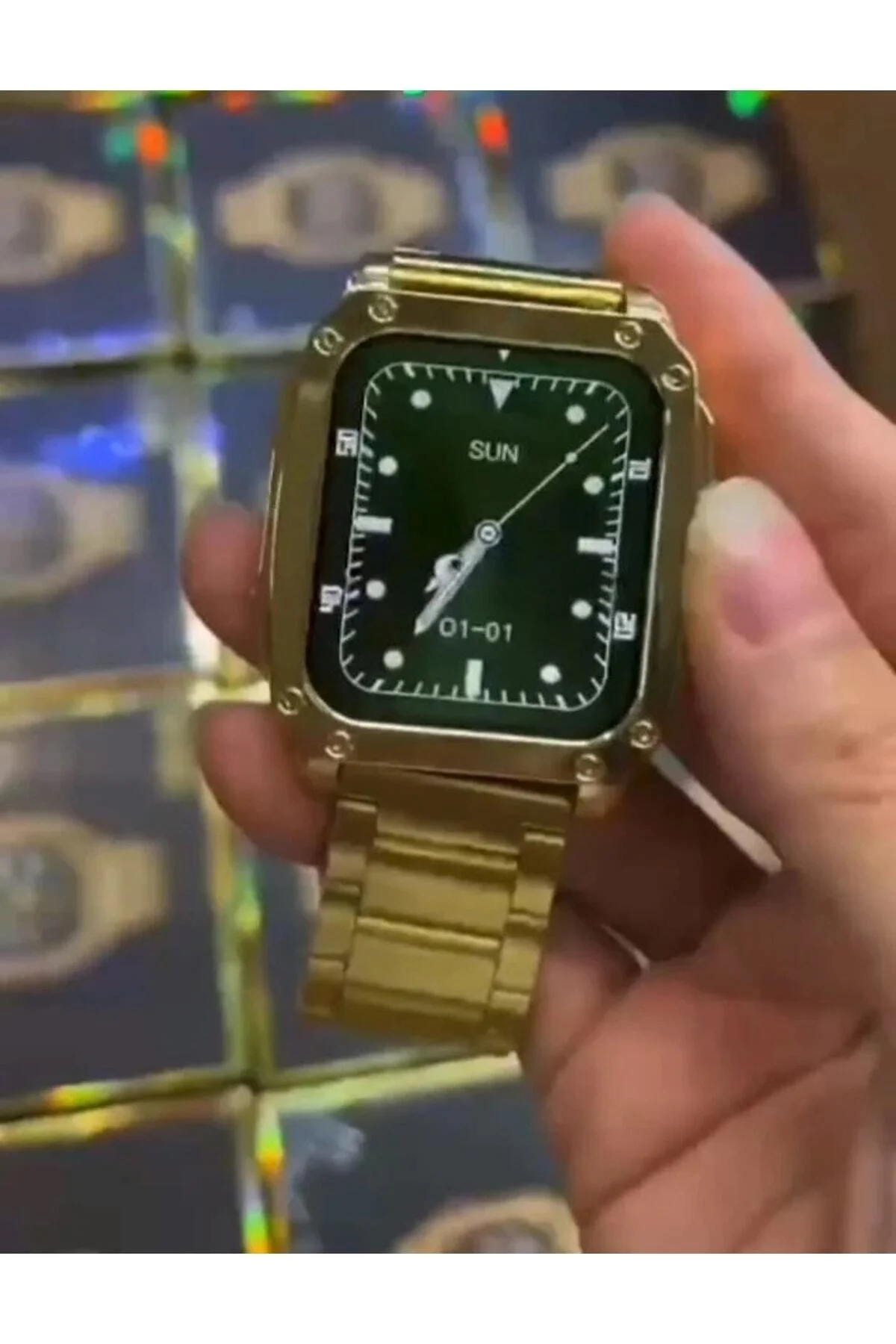Watch Gold Series Gen 10 Özel Seri Metal/deri Çift Kordon Limited Edition Altın Rengi Akıllı Saat - pazariz Görsel 8