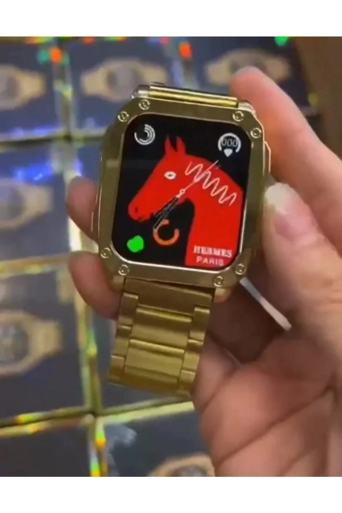 Watch Gold Series Gen 10 Özel Seri Metal/deri Çift Kordon Limited Edition Altın Rengi Akıllı Saat - pazariz Görsel 7