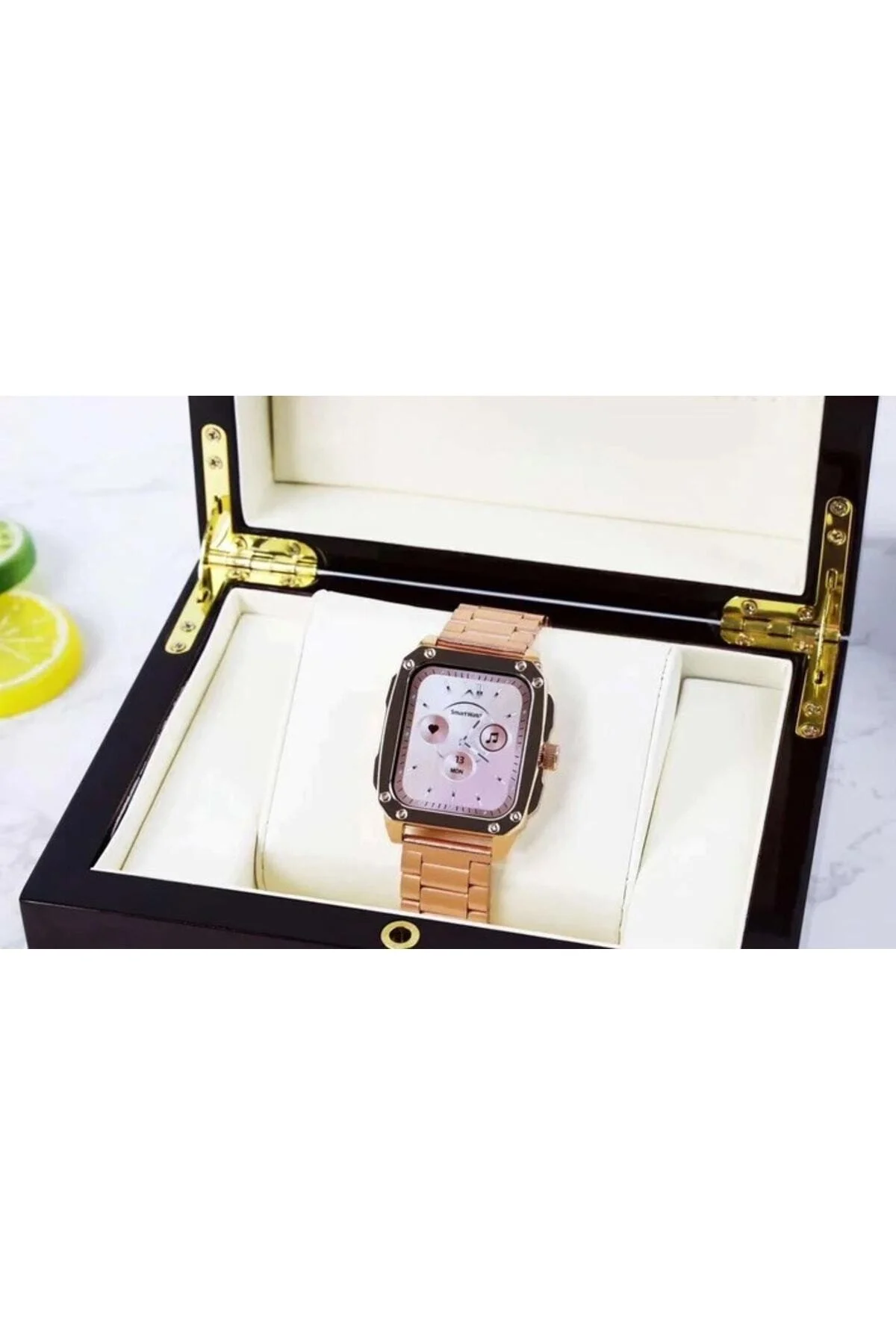Watch Gold Series Gen 10 Özel Seri Metal/deri Çift Kordon Limited Edition Altın Rengi Akıllı Saat