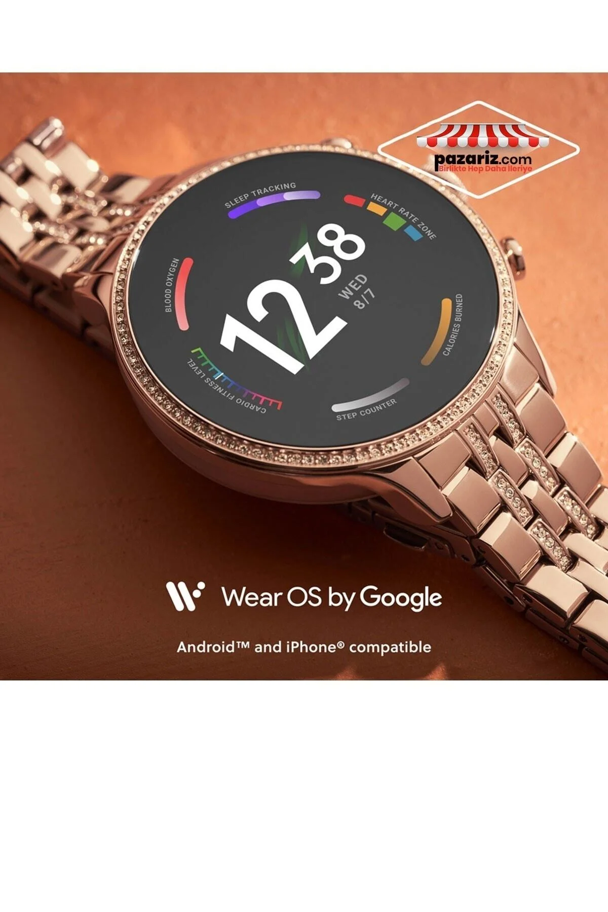 Watch Diamond Series 42mm Kadınlara Özel Taşlı Akıllı Saat Kablosuz Şarj - pazariz Görsel 6