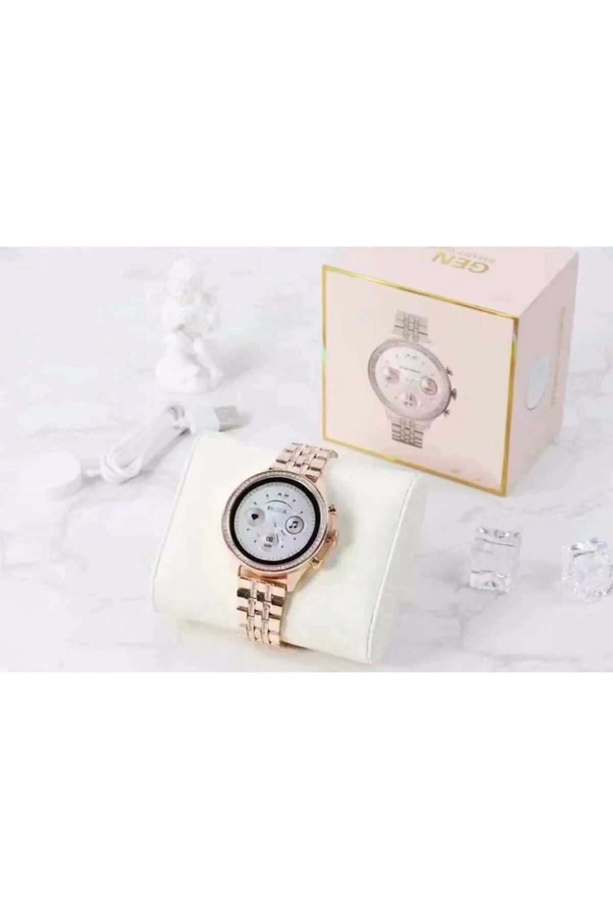 Watch Diamond Series 42mm Kadınlara Özel Taşlı Akıllı Saat Kablosuz Şarj - pazariz Görsel 2