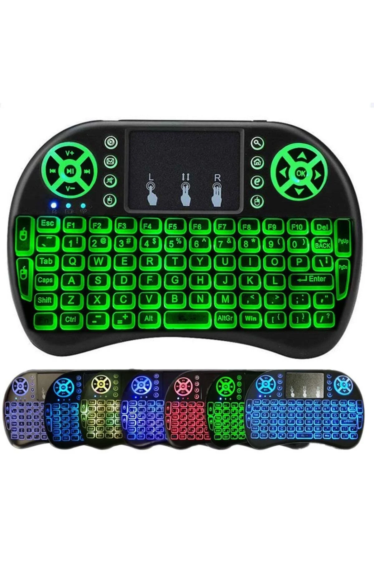 Işıklı Kablosuz Şarjlı Mini Klavye Mouse Tv-tablet-xbox - Xnews Görsel 3