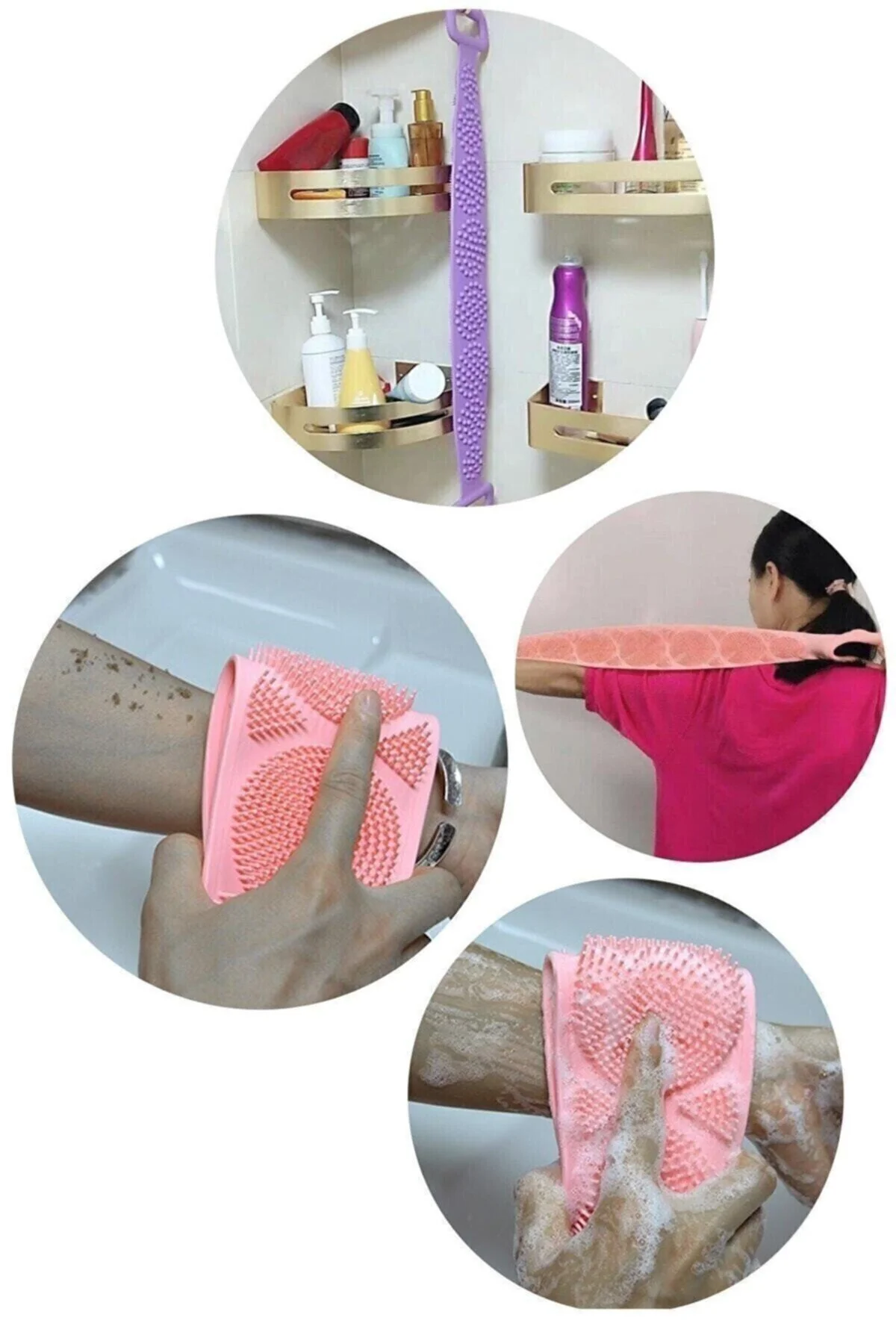 Çift Taraflı Banyo Hamam Lifi Silikon Masajlı Yumuşak Duş Lifi Uzun Ömürlü Hazır Banyo Kesesi - Sildne Görsel 3