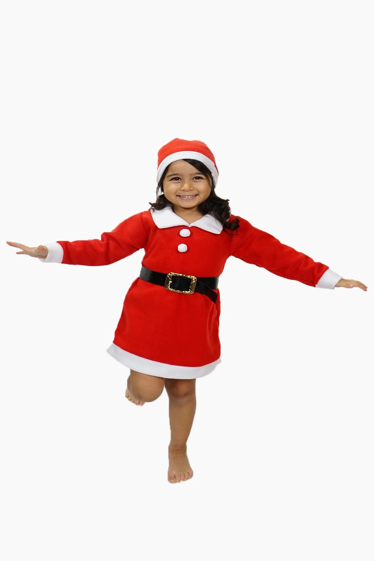 Kız Çocuk Noel Elbise Noel Baba Kıyafeti Kostümü Yılbaşı 1-9 Yaş