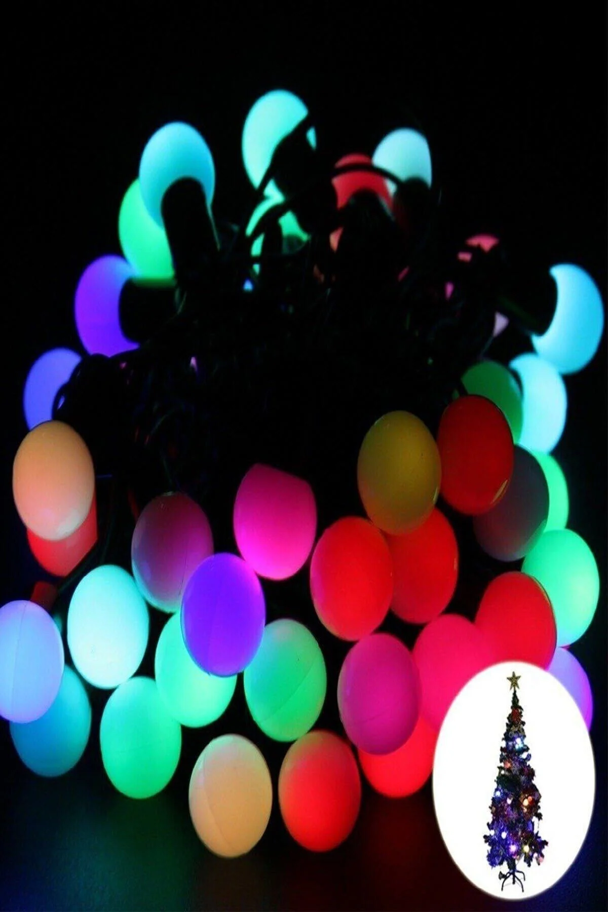 5mt Rgb 50 Led Fişli Noel Parti Yılbaşı Ağaç Dekoratif Aydınlatma Lambası Animasyonlu Süsleme