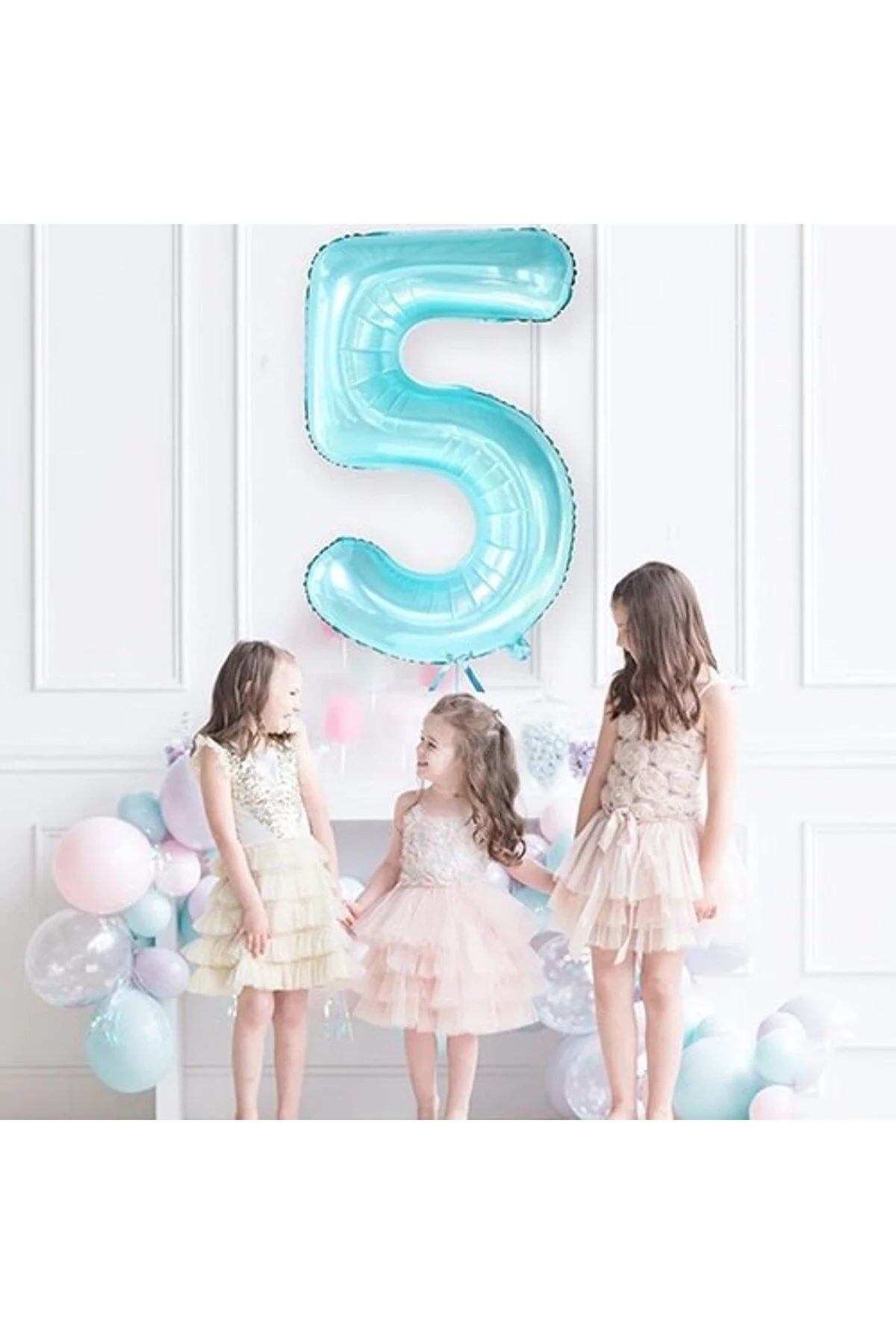 8 Rakam Pastel Mavi Folyo Balon 76 Cm - Partioutlet Görsel 4