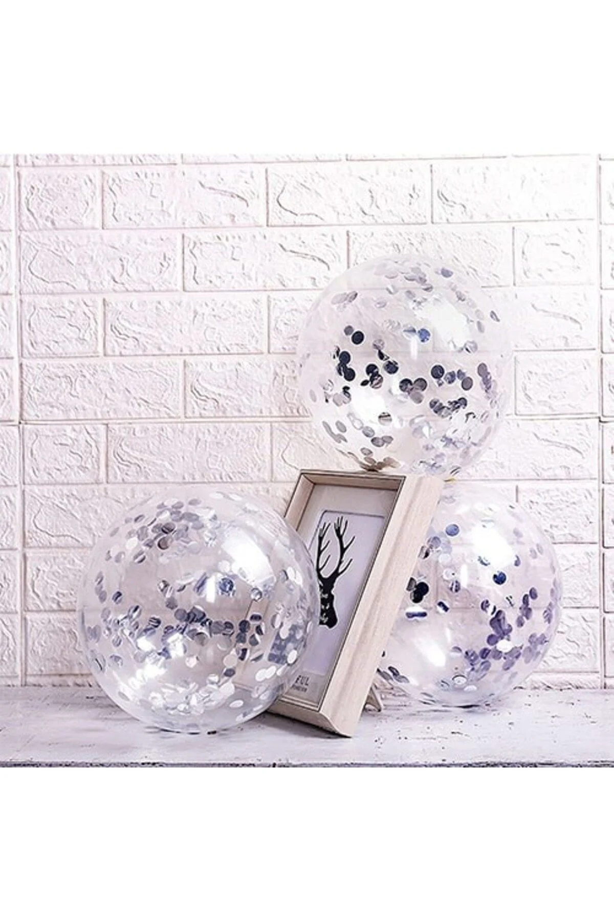 Beyaz Gümüş Konfetili Balon - Partioutlet Görsel 2