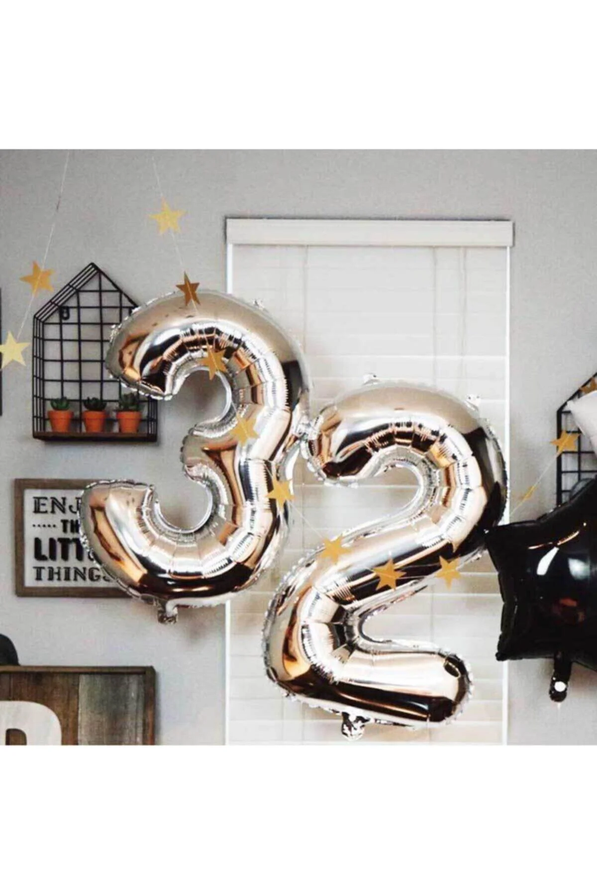 7 Rakam Folyo Gümüş Balon Küçük 35 Cm - Partioutlet Görsel 2