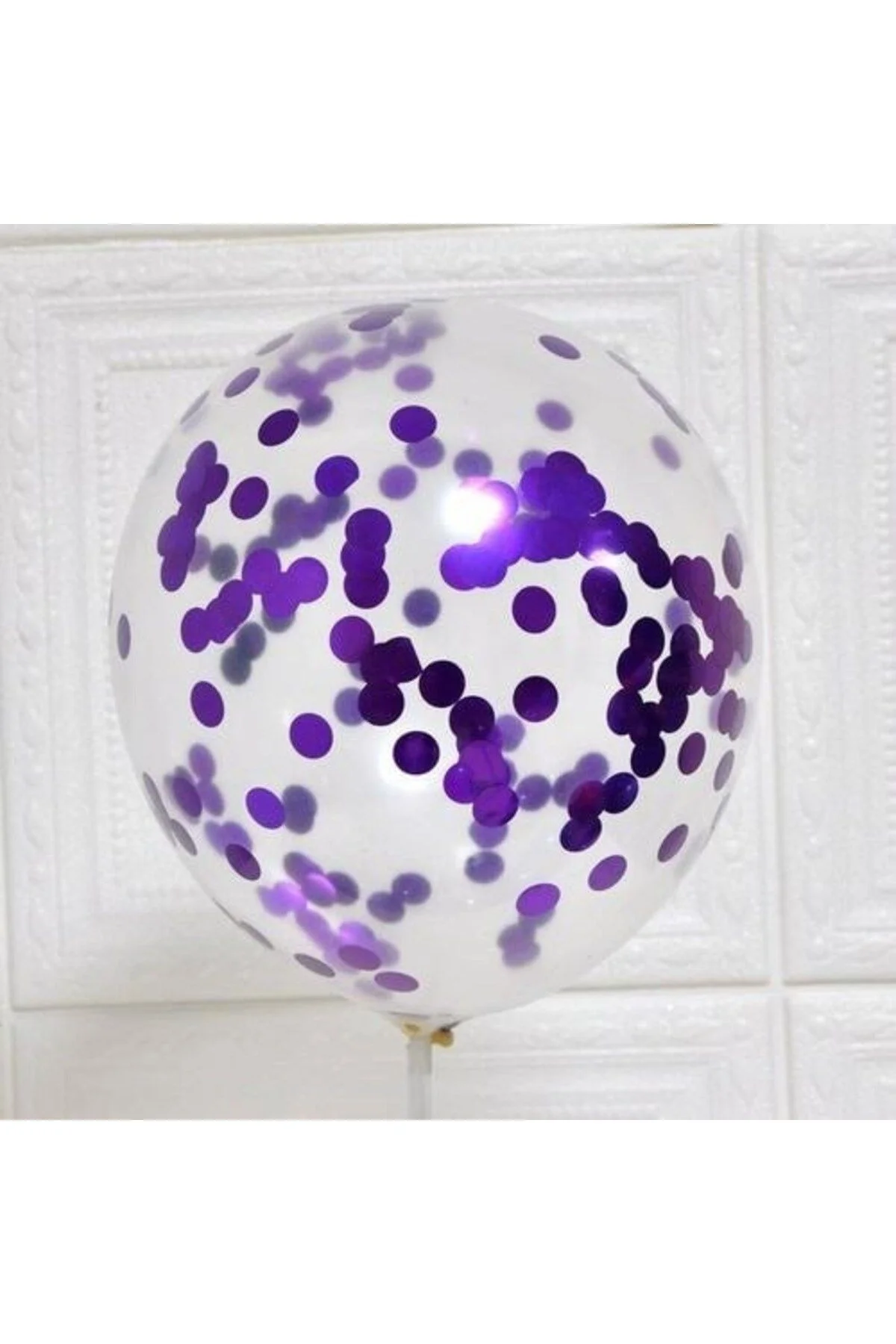 Mor Beyaz Konfetili Balon - Partioutlet Görsel 3