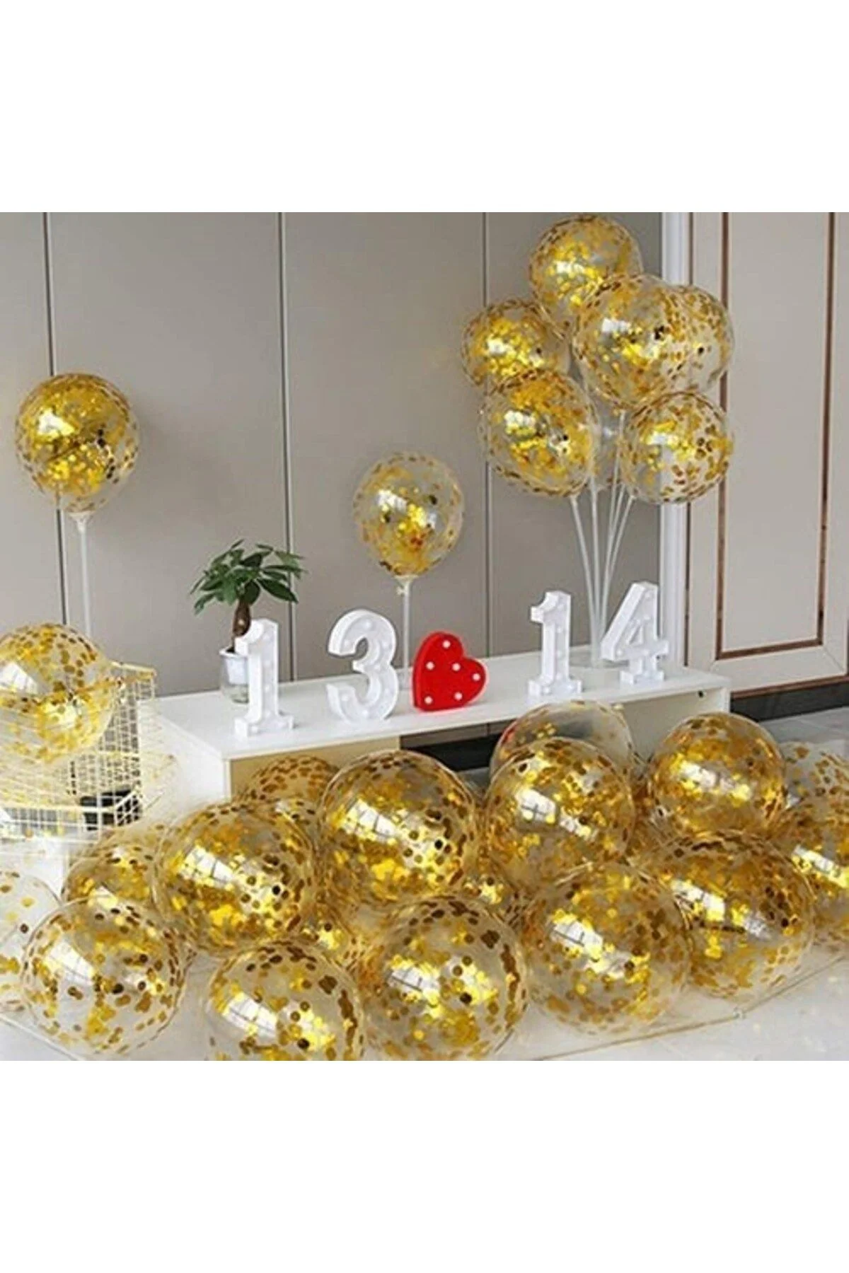 Metalik Mor Gold Konfetili Balon - Partioutlet Görsel 3