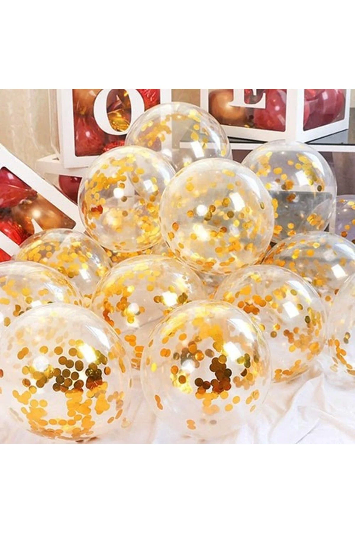 Metalik Mor Gold Konfetili Balon - Partioutlet Görsel 2