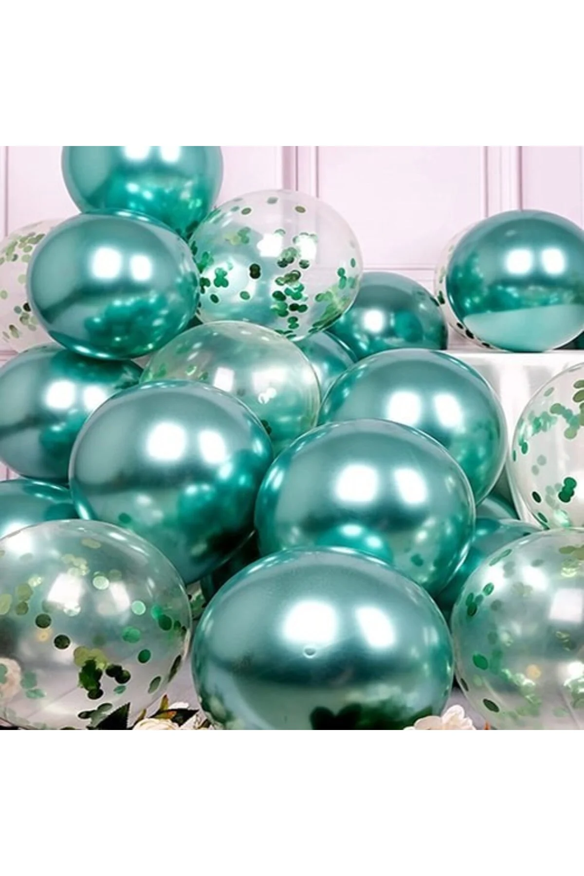 Yeşil Krom Konfetili Balon - Partioutlet Görsel 4