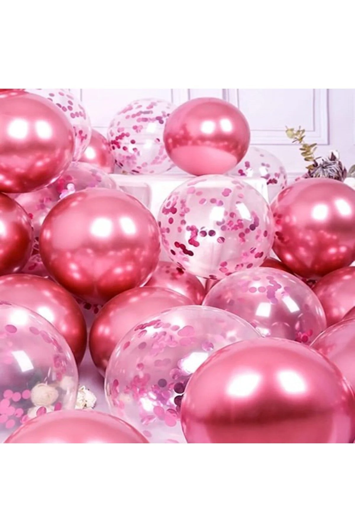 Fuşya Beyaz Konfetili Balon - Partioutlet Görsel 2