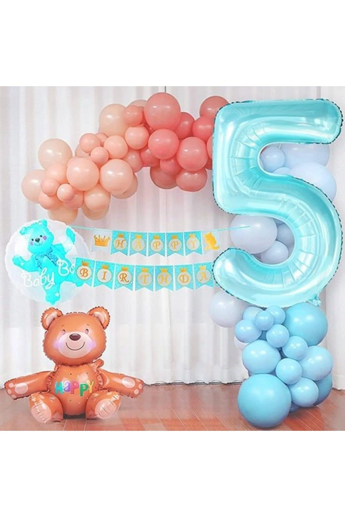9 Rakam Pastel Mavi Folyo Balon 76 Cm - Partioutlet Görsel 3