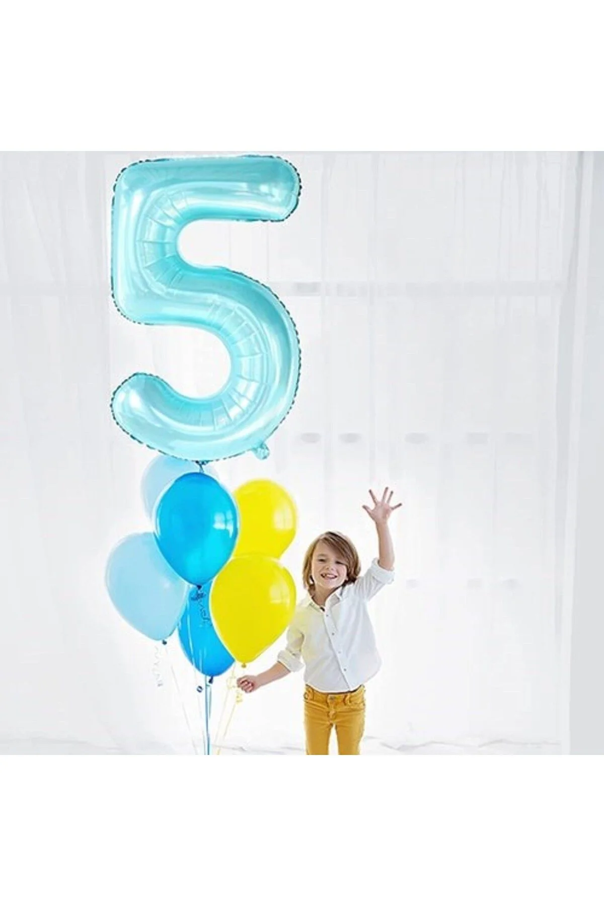 9 Rakam Pastel Mavi Folyo Balon 76 Cm - Partioutlet Görsel 4