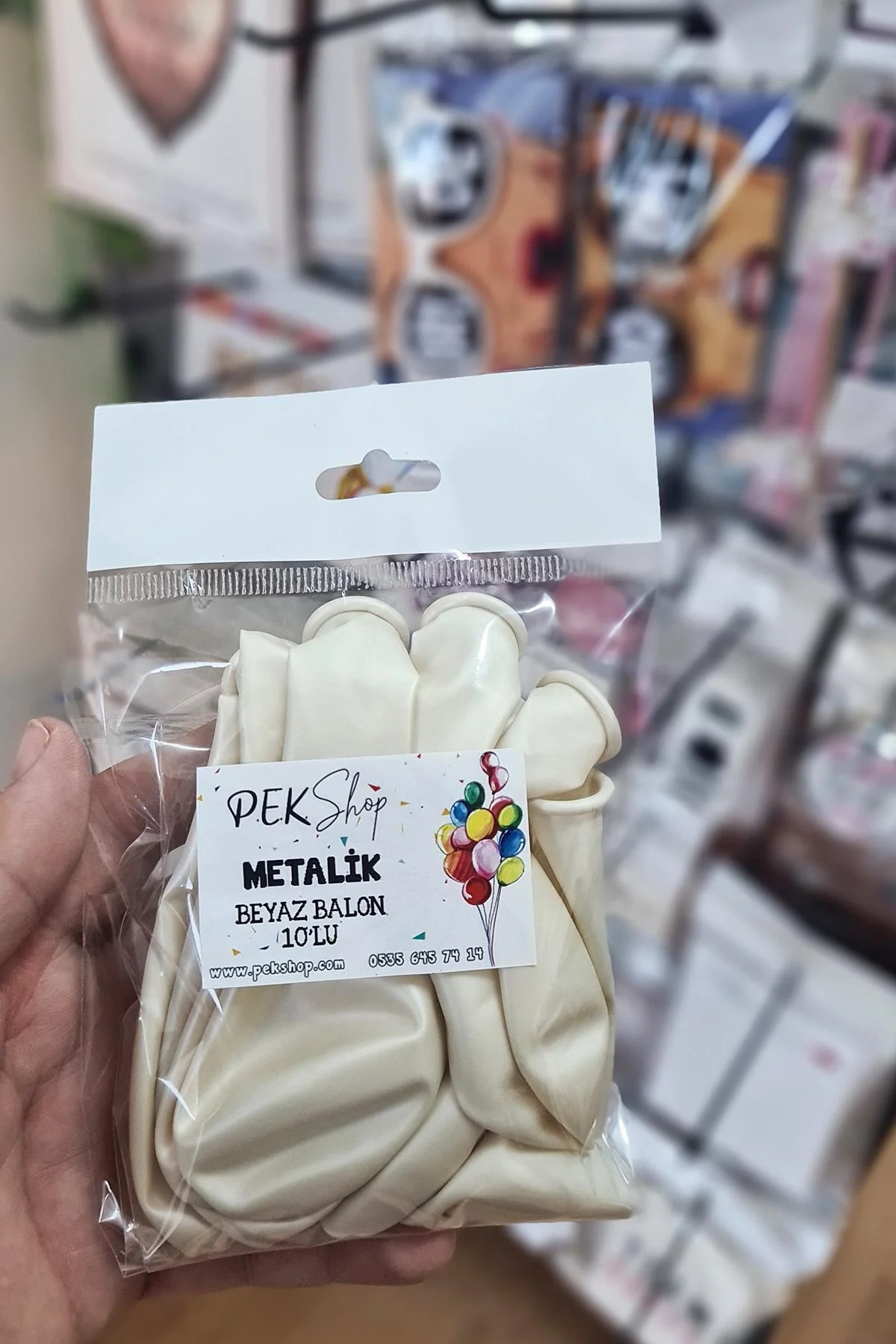 Metalik Beyaz Balon 12" 30 Cm Metalik Balon 10lu Paket - PEKSHOP Görsel 2