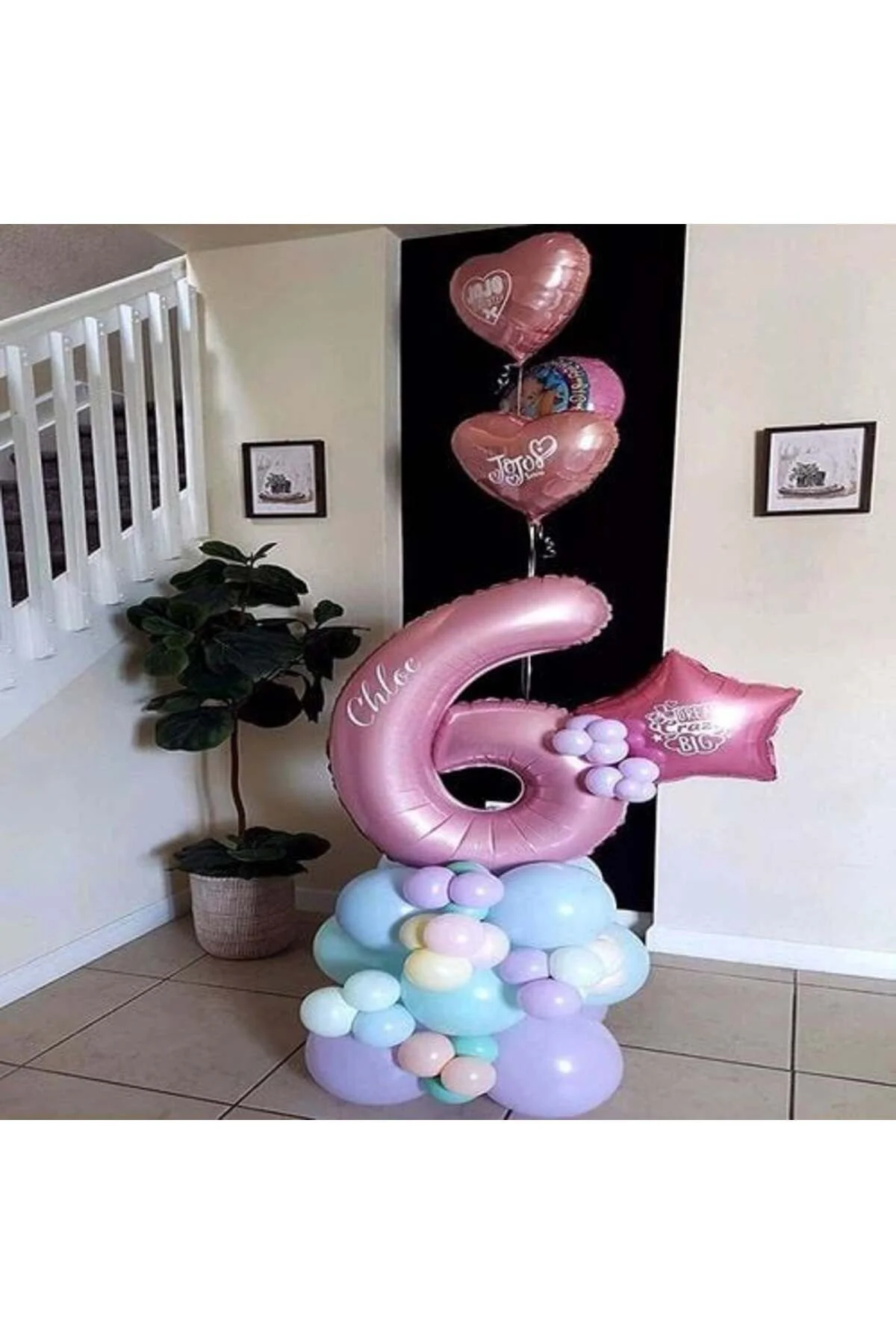 5 Rakam Pastel Pembe Folyo Balon 76 Cm - Partioutlet Görsel 3