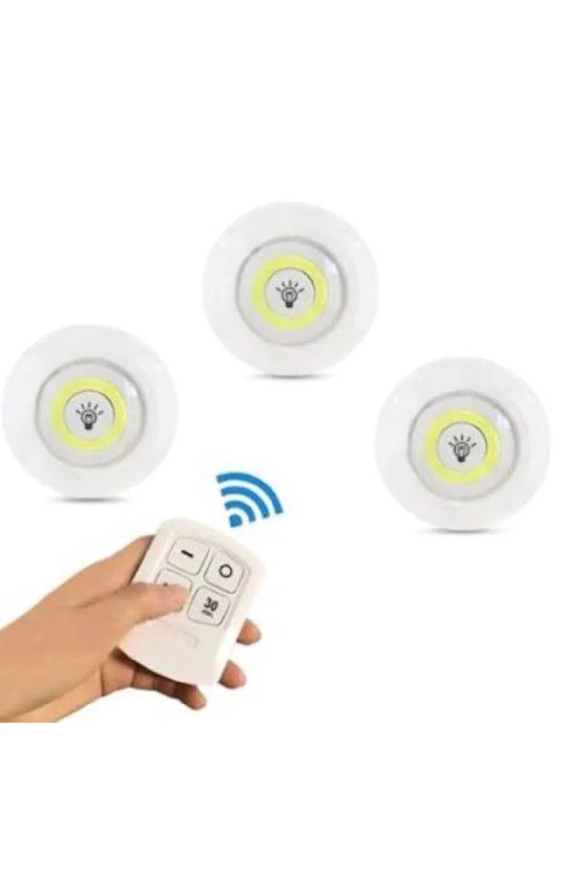 3'lü Led Spot Lamba Beyaz Cob Ledli Uzaktan Kumandalı Spot Ledle