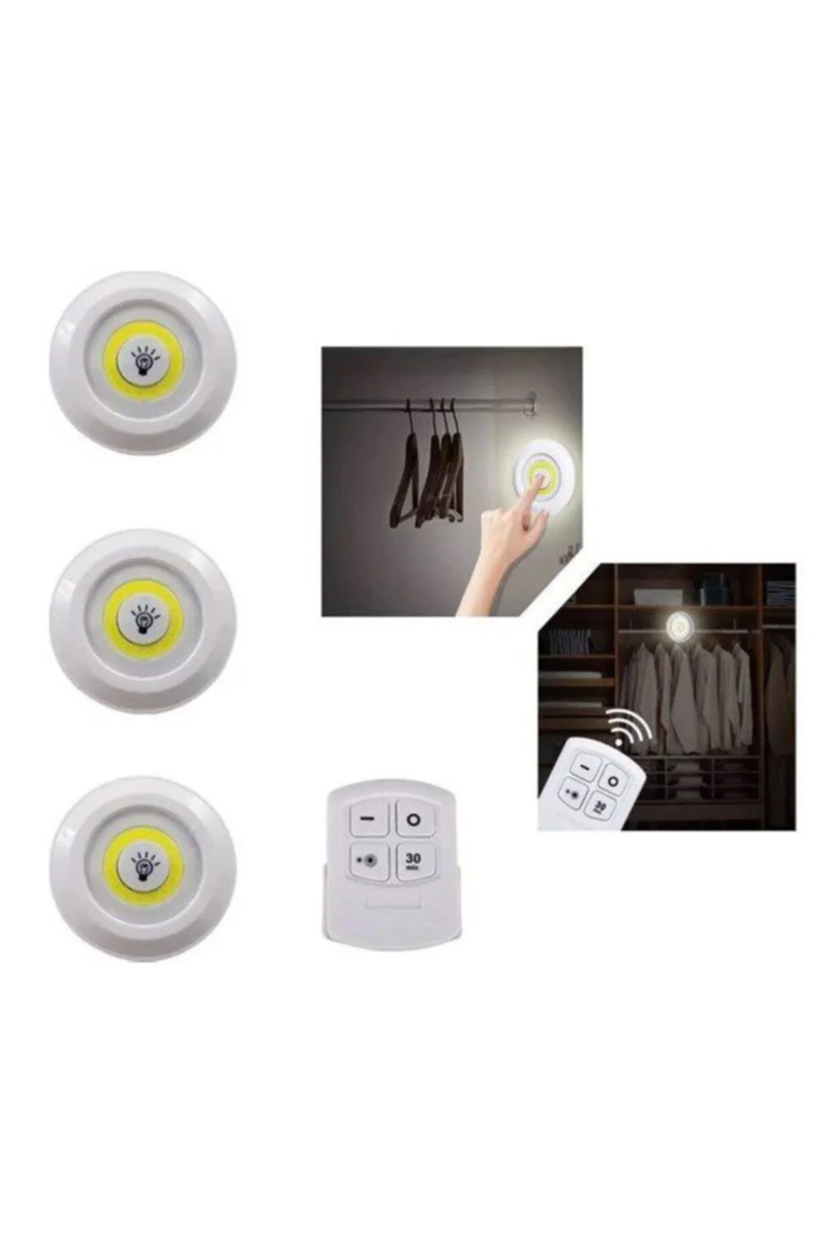 3'lü Led Spot Lamba Beyaz Cob Ledli Uzaktan Kumandalı Spot Ledle - rennway Görsel 5