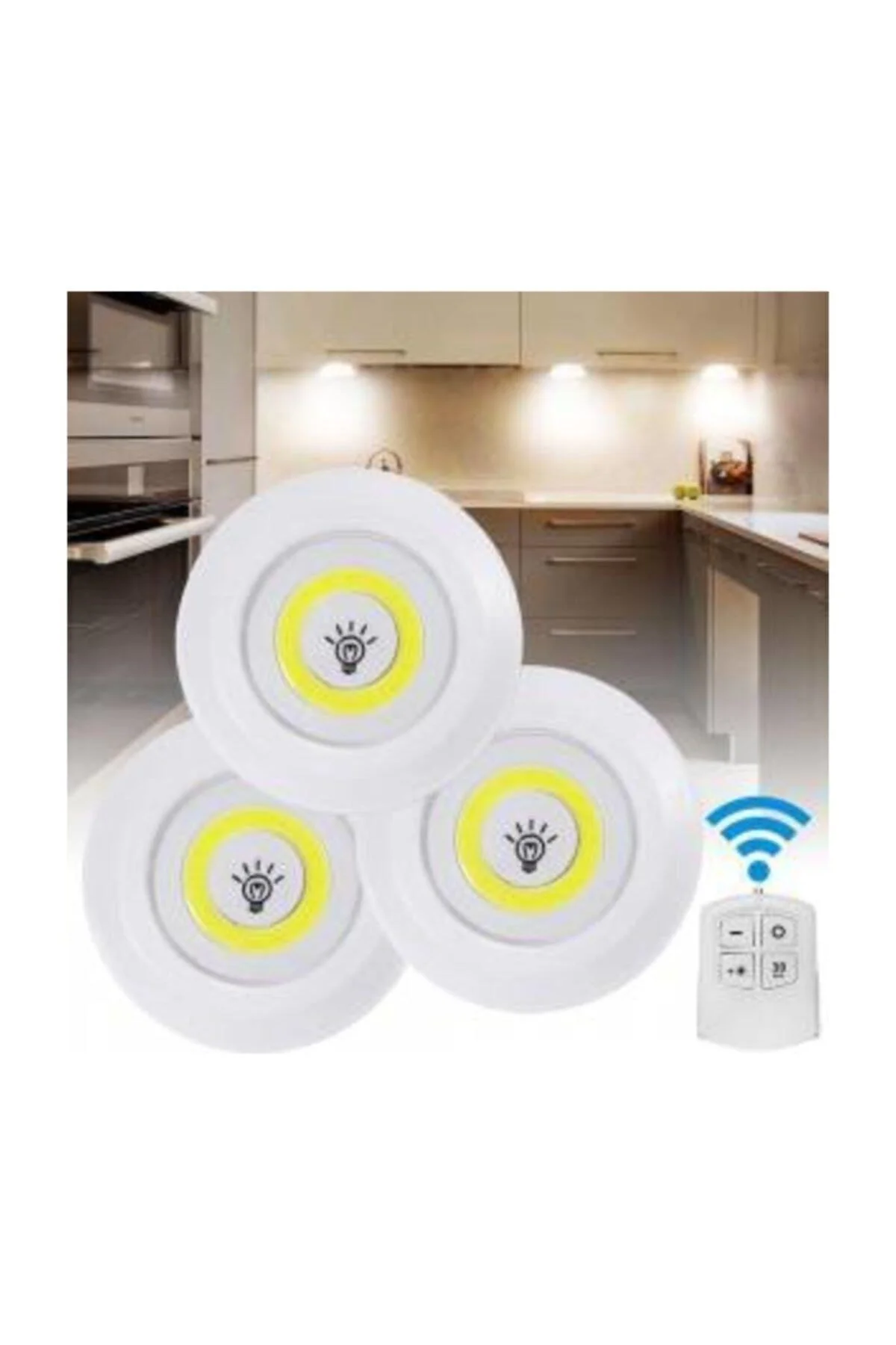 3'lü Led Spot Lamba Beyaz Cob Ledli Uzaktan Kumandalı Spot Ledle - rennway Görsel 2