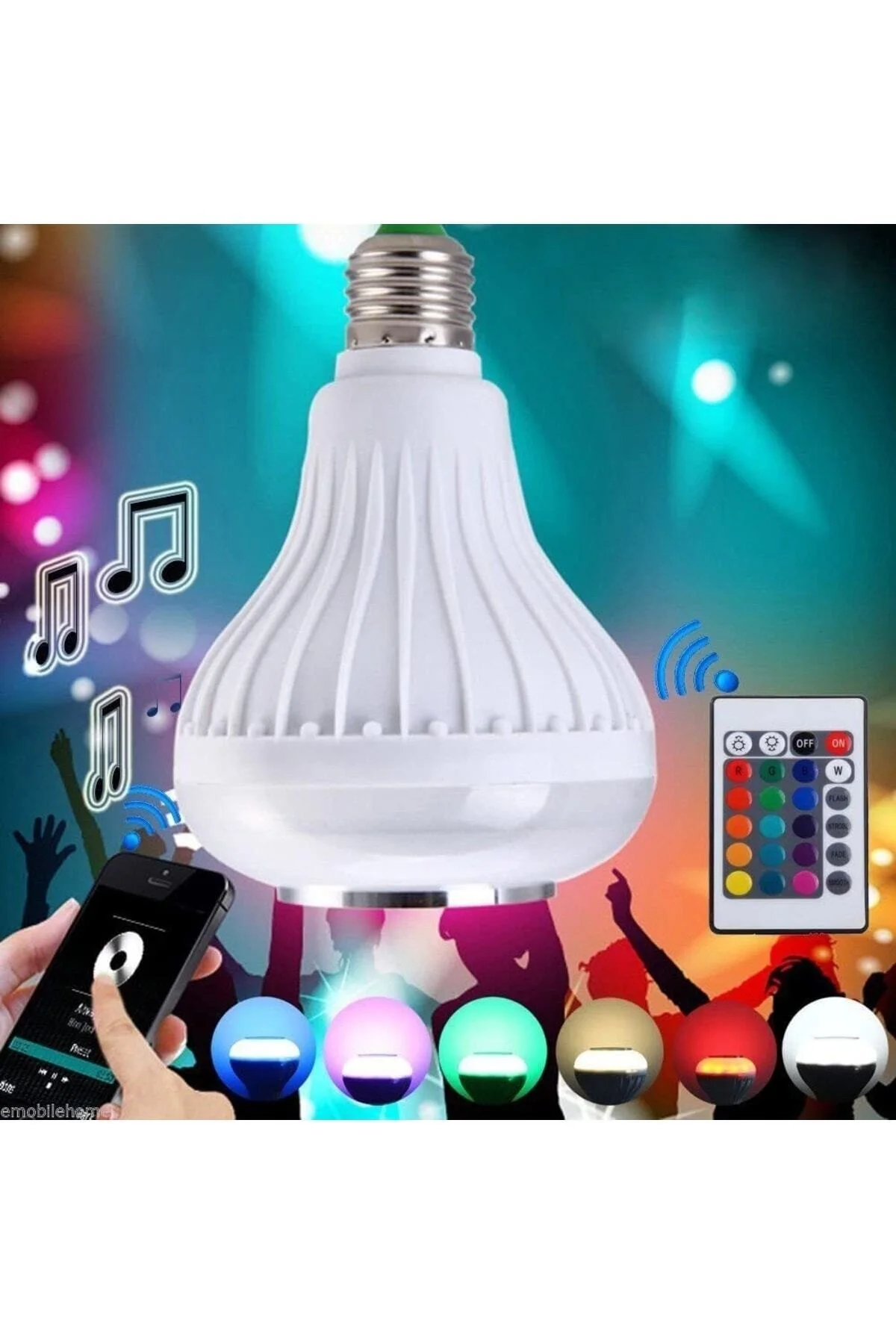 ® Paddsun Led Rgb Renkli Işık E27 Bluetooth Kontrollü Akıllı Müzik Ses Hoparlör Lambaları - GAMER Görsel 4