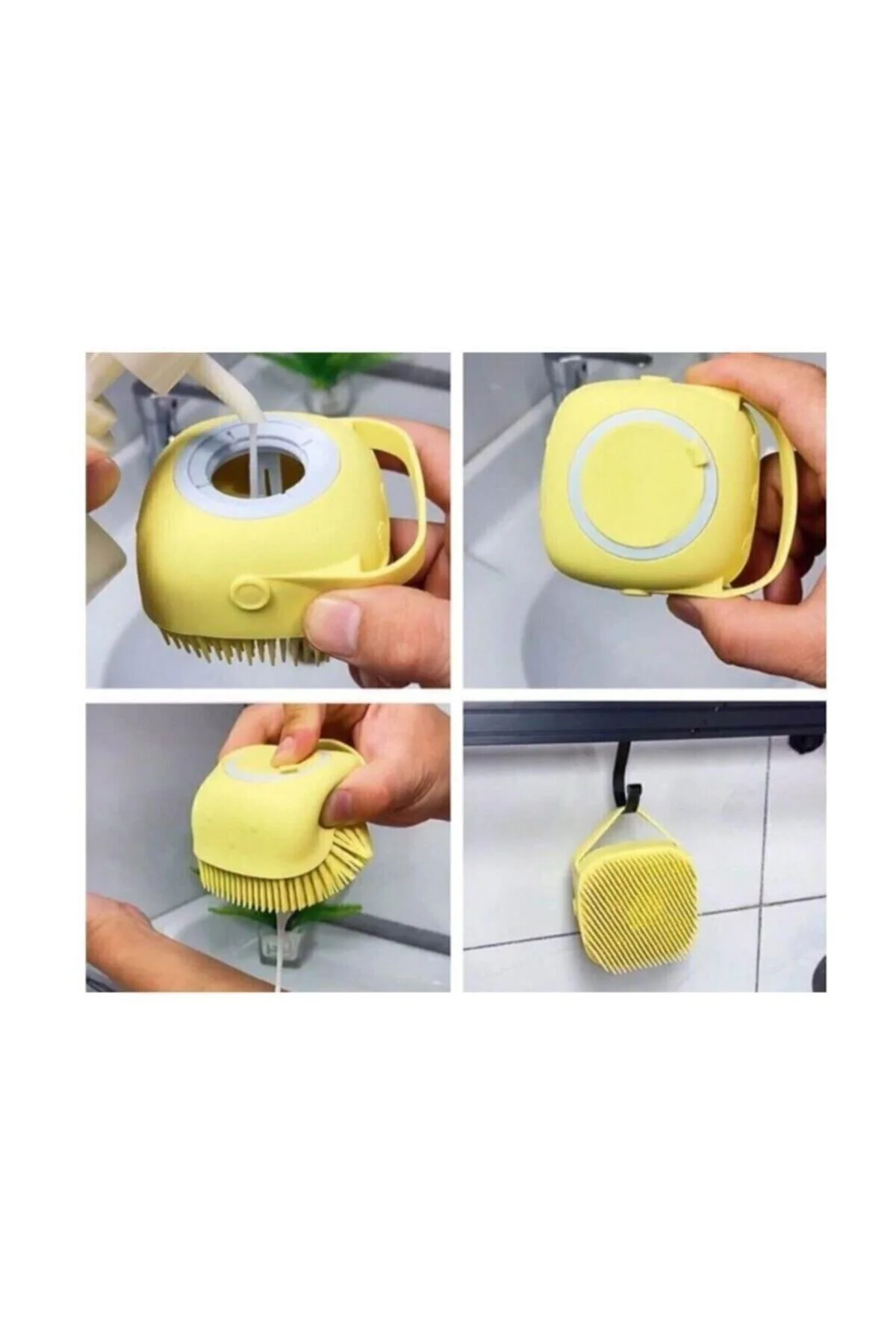 Şampuan Hazneli Silikon Peeling Duş Fırçası Masaj - pazariz Görsel 3