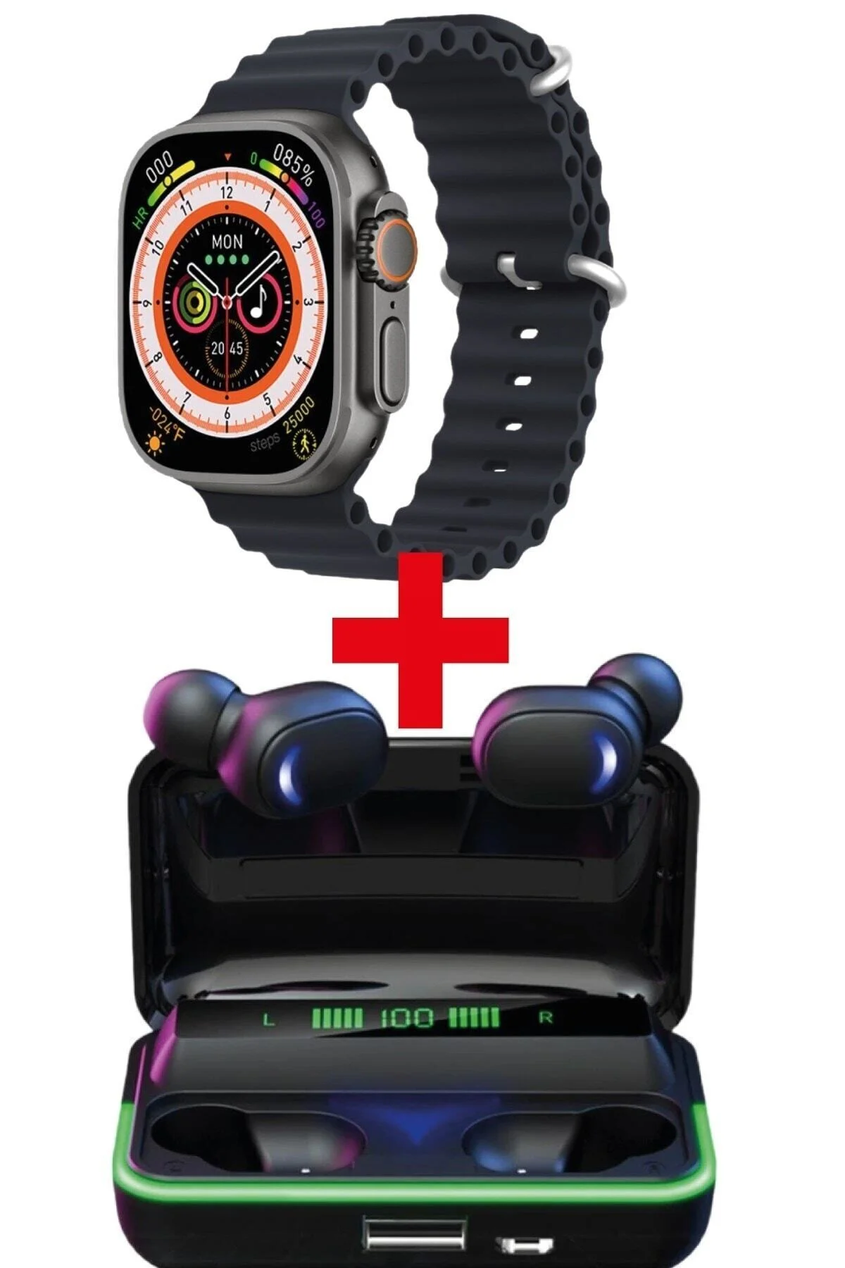 Gs8 Watch 8 Ultra Akıllı Saat Siyah Watch 2.02 Inc E10 Oyuncu Bluetooth Kulaklık Hediye