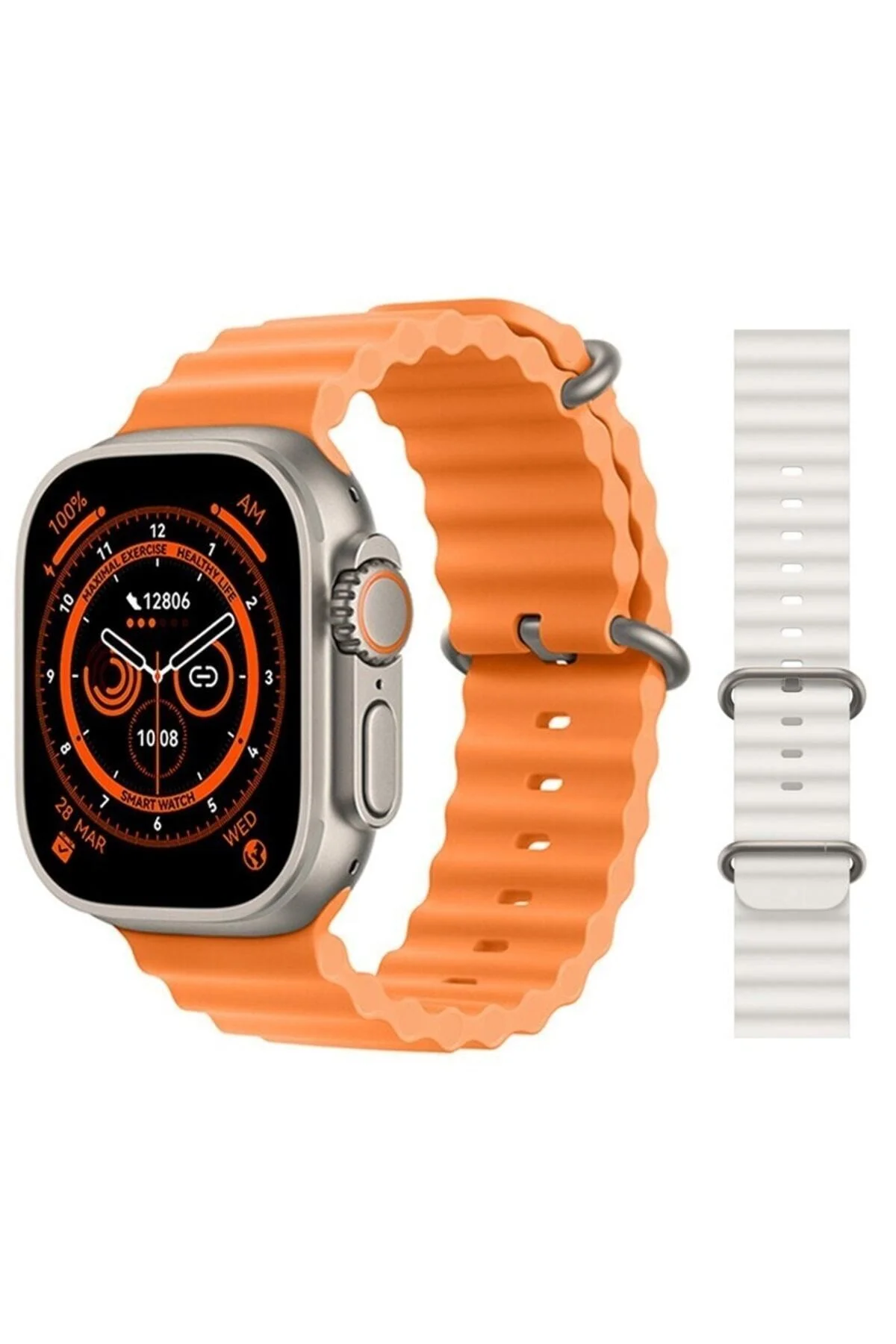 Gs8 Watch 8 Ultra Akıllı Saat Turuncu Türkçe Watch 2.02 Inc Beyaz Silikon Kordon Hediye