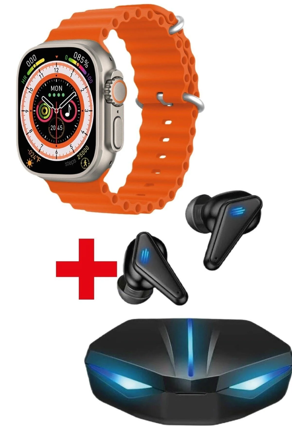 Gs8 Watch 8 Ultra Akıllı Saat Turuncu Watch K55 Oyuncu Bluetooth Kulaklık Hediye