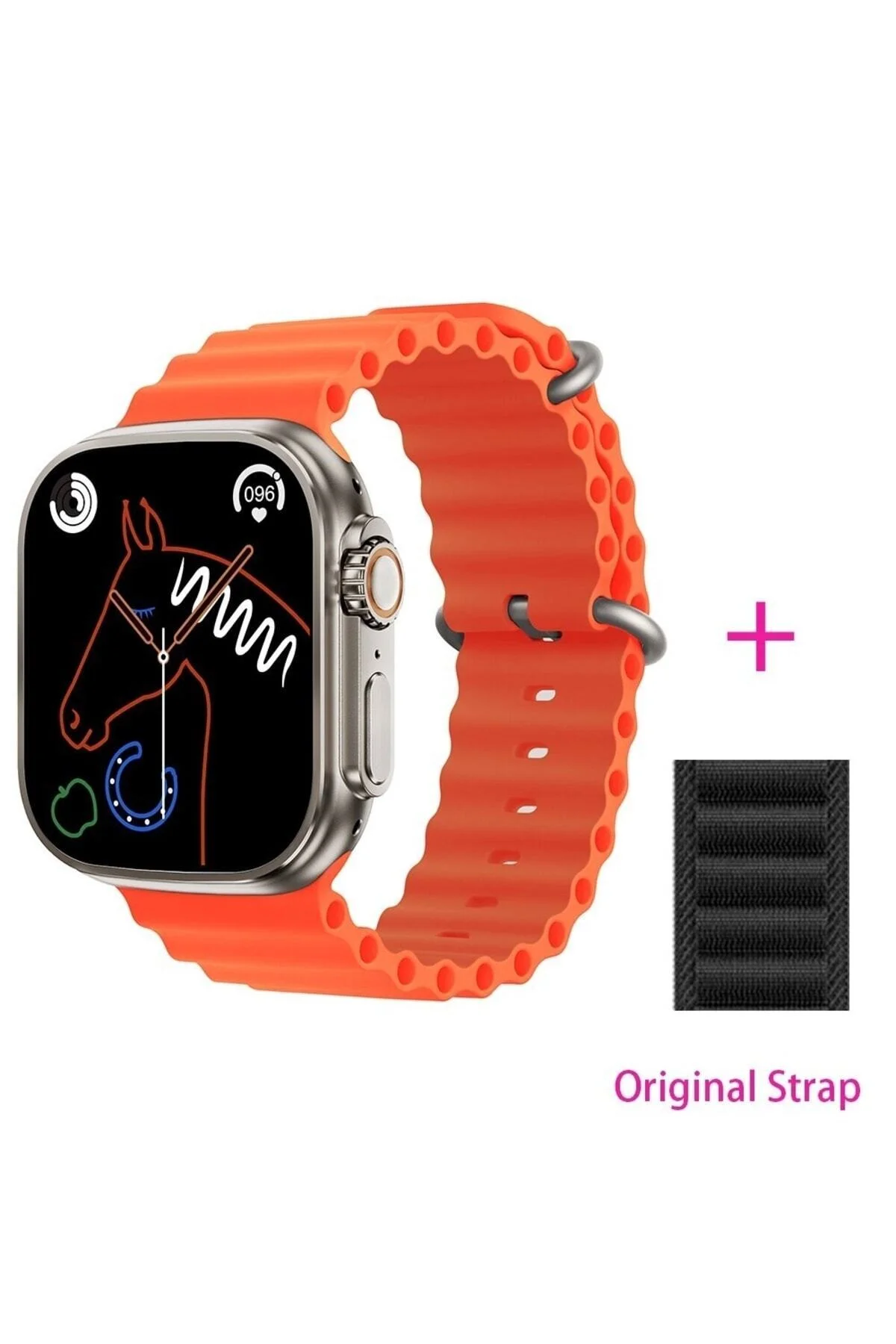 Gs8 Watch 8 Ultra Akıllı Saat Turuncu Türkçe Watch 2.02 Inc Siyah Silikon Kordon Hediye