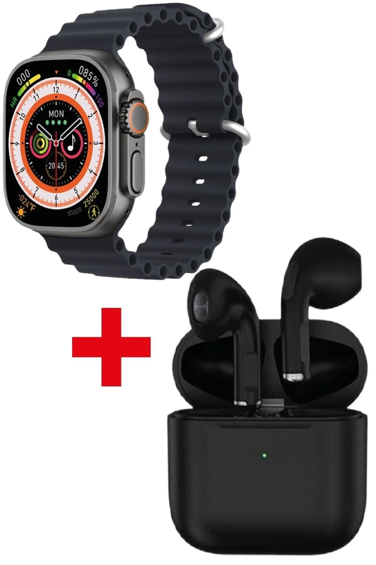 Gs8 Watch 8 Ultra Akıllı Saat Siyah Watch 2.02 Inc Siyah I12 Bluetooth Kulaklık Hediye
