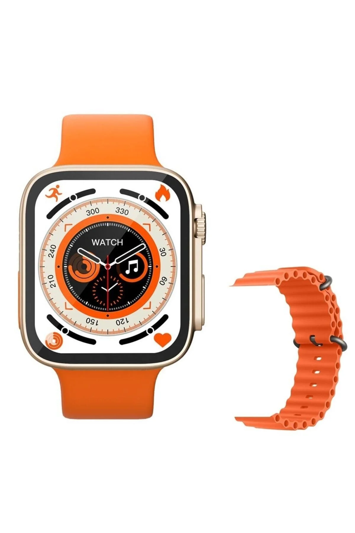Gs8 Watch 8 Ultra Akıllı Saat Turuncu Türkçe Watch 2.02 Inc Turuncu Silikon Kordon Hediye