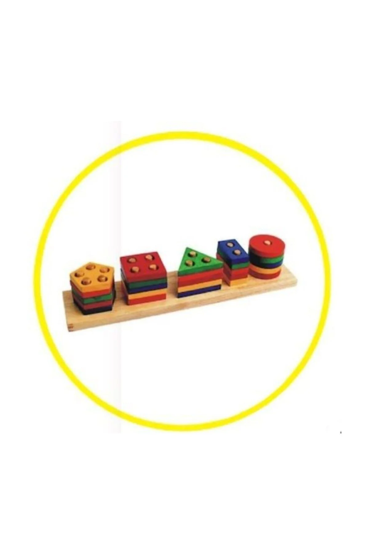 Geometrik Şekiller 21 Parça Eğitici Bloklar Eğitim Seti Masif Kayın - pazariz Görsel 2