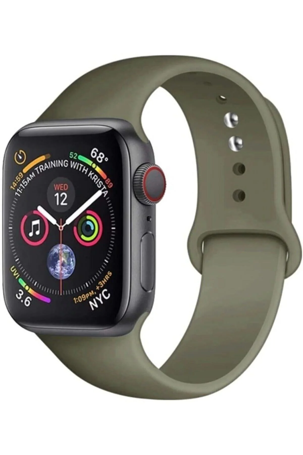 Apple Watch Uyumlu38mm 40mm 41mm 1/2/3/4/5/6/se/7/8 Spor Silikon Kordon Haki Yeşil