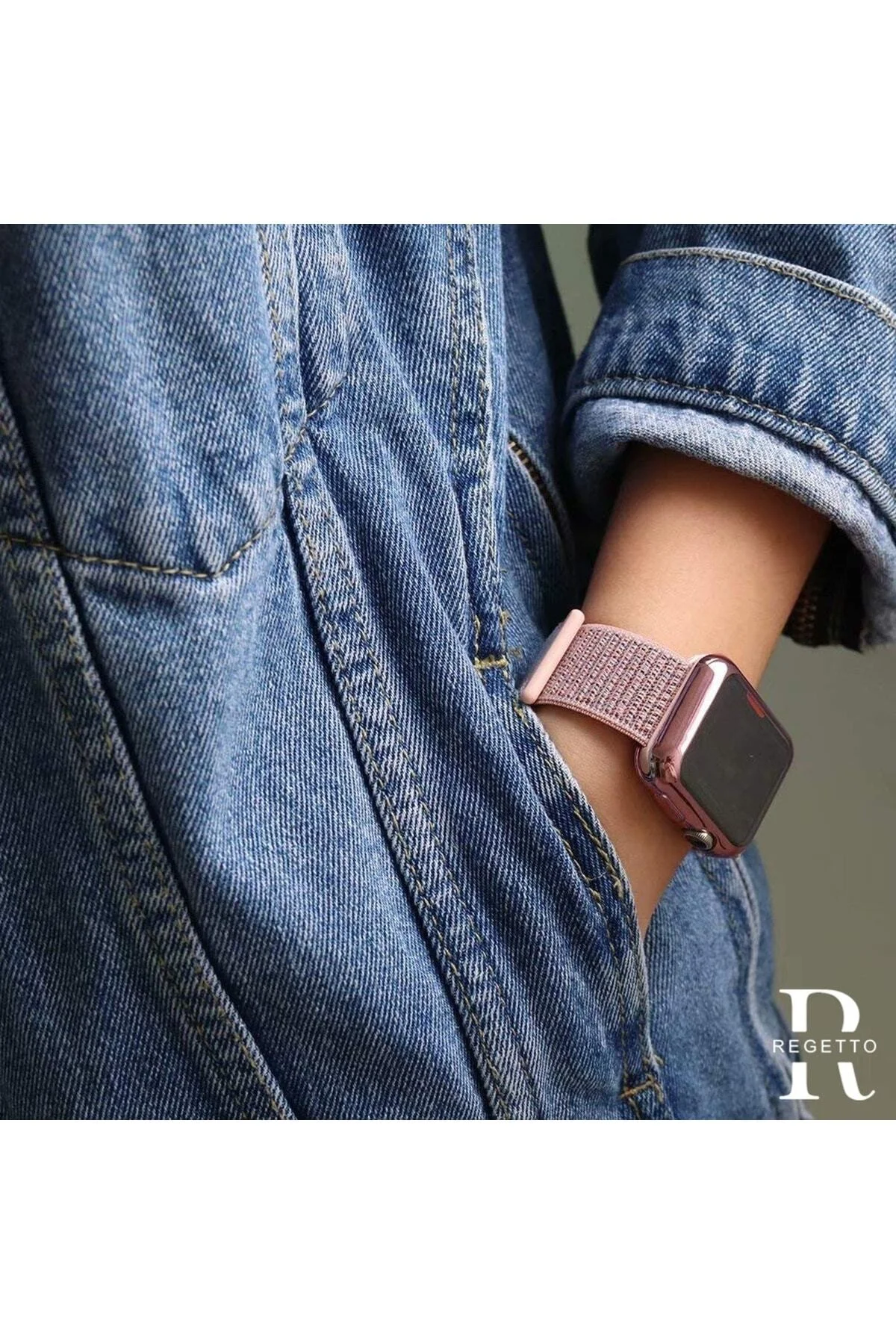 Apple Watch Uyumlu8 45mm Kordon Hasırlı Kumaş Rainbow - pazariz Görsel 5