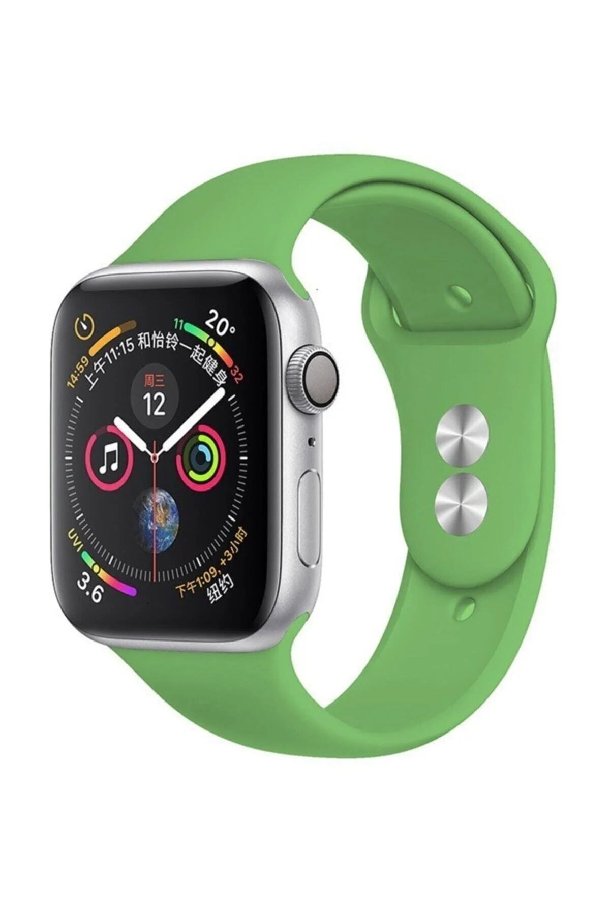 Apple Watch Uyumlusilikon Kordon Kayış 7 - 6 - Se - 5 - 4 - 3 - 2 - 1 42 Mm 44mm Açık Yeşil