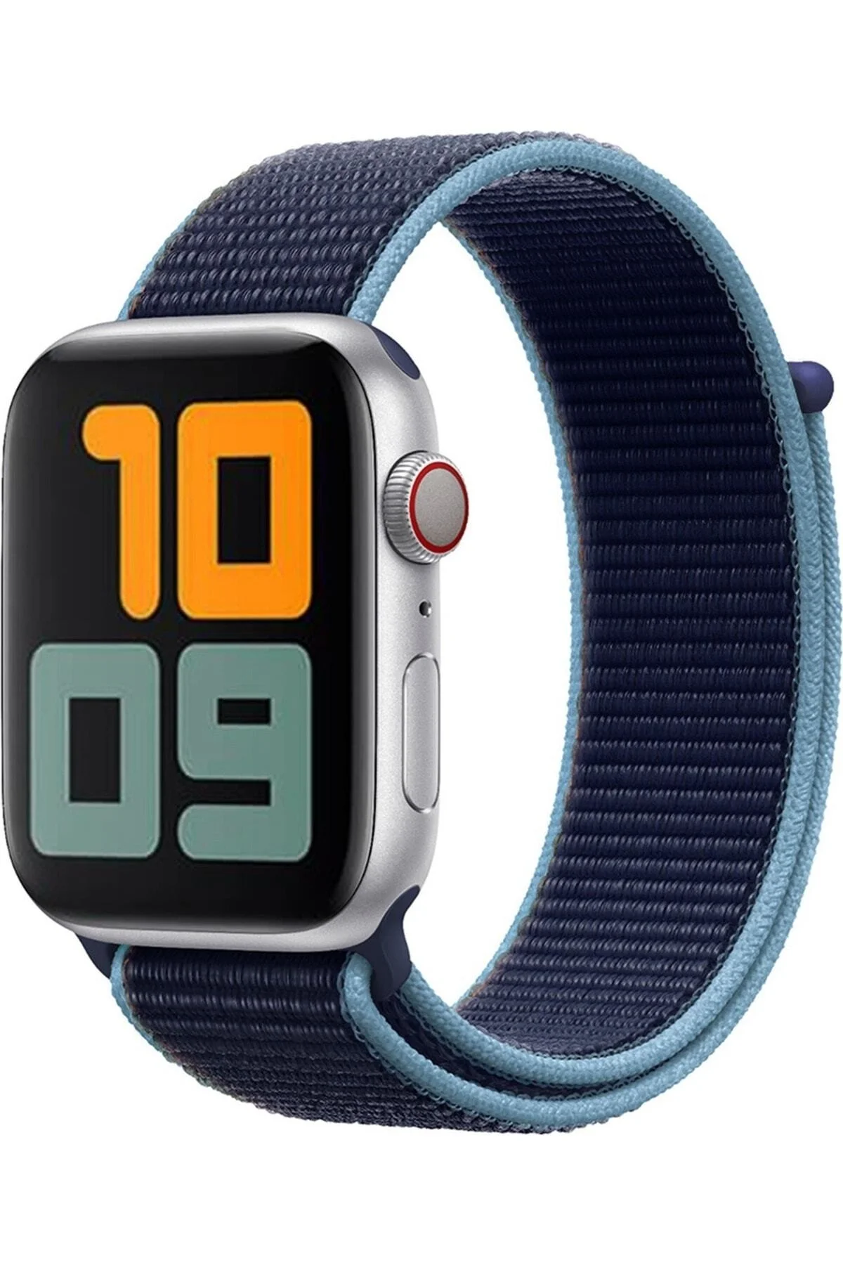 Apple Watch Uyumlu8 45mm Kordon Hasırlı Kumaş Koyu Mavi