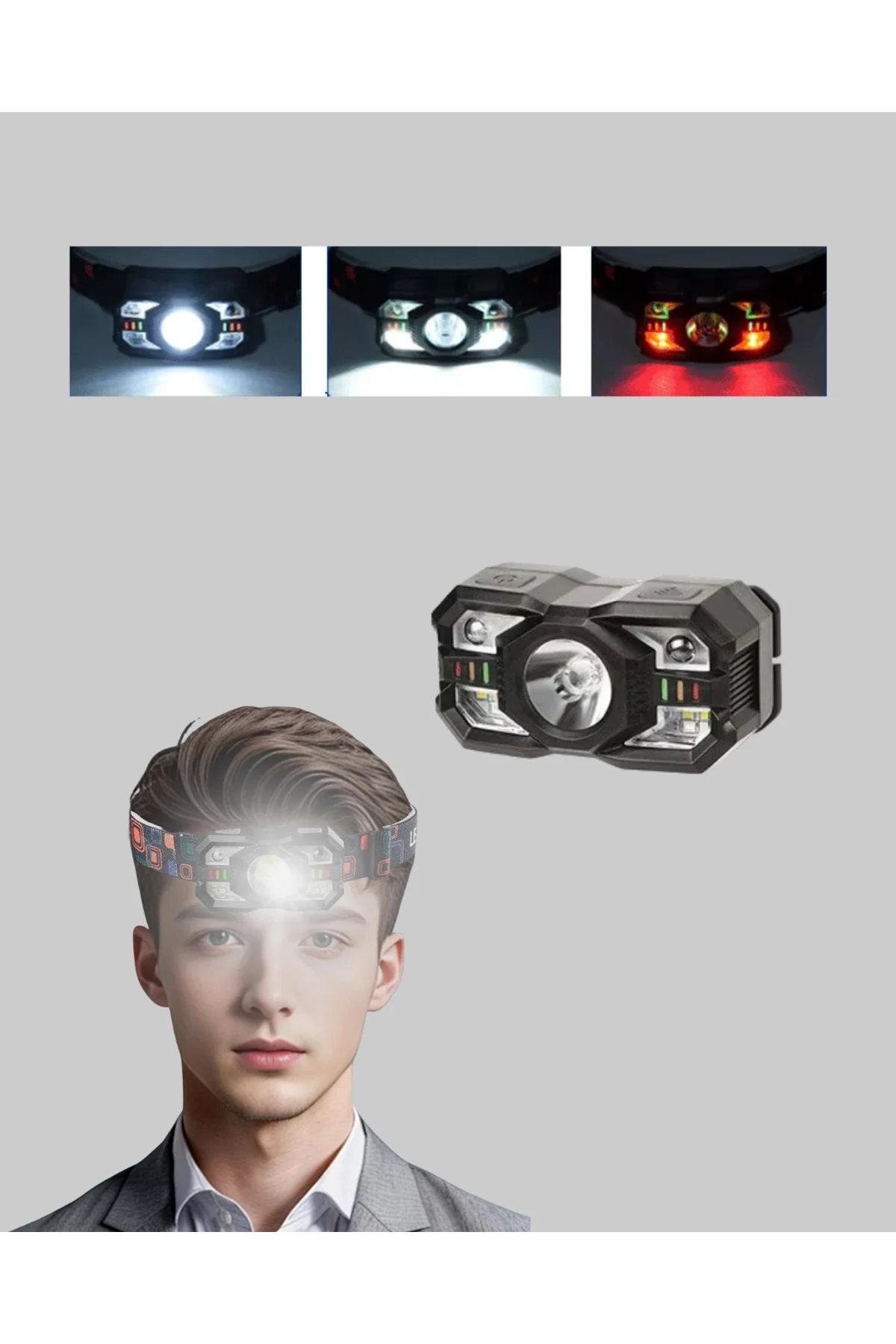 Şarj Edilebilir Led Far Hareket Sensörlü 5 Modlu Outdoor Yeni Nesil - Just Cheap Store Görsel 5