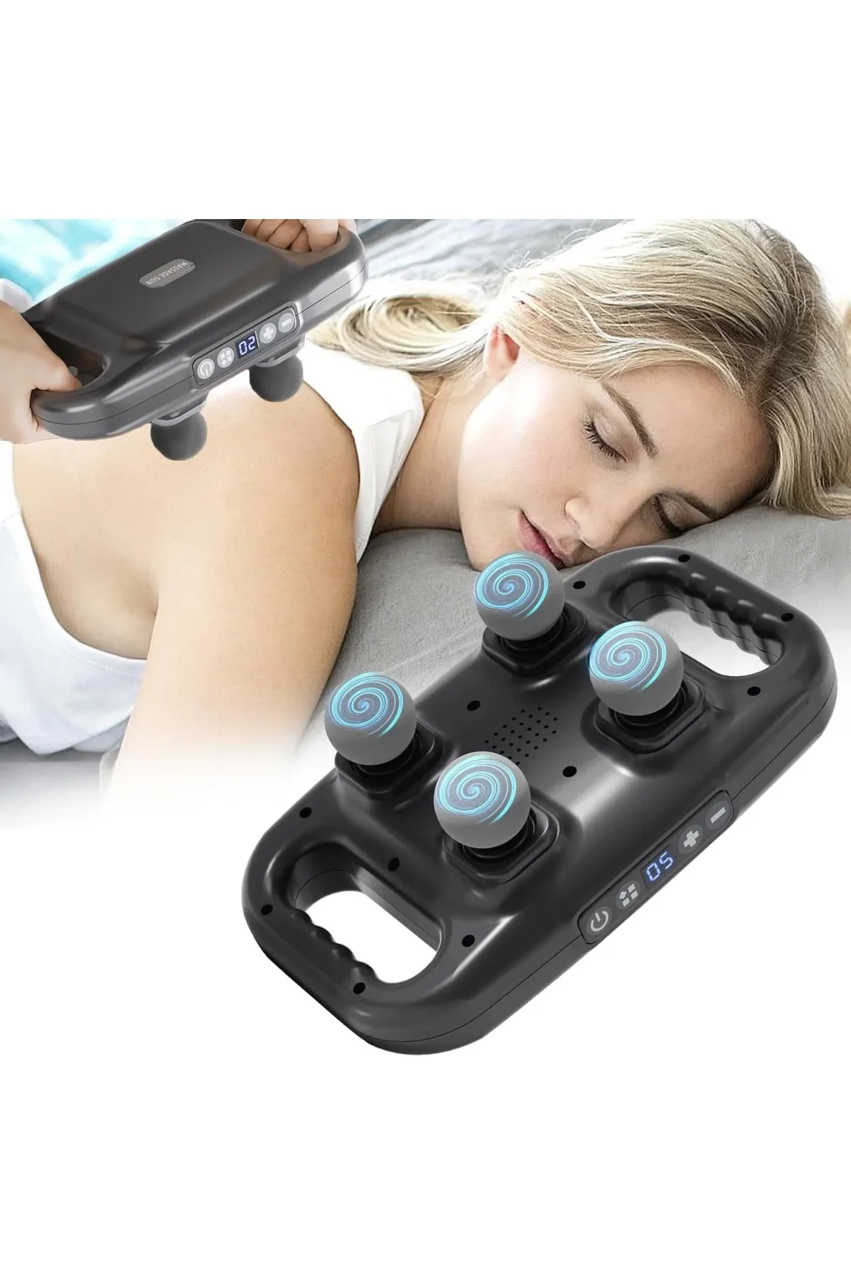 4 Başlıklı Masaj Tabancası - Ergonomik Derin Doku Sırt Ve Boyun Masaj Aleti Ağrı Ve Sızı Giderici - Just Cheap Store Görsel 2