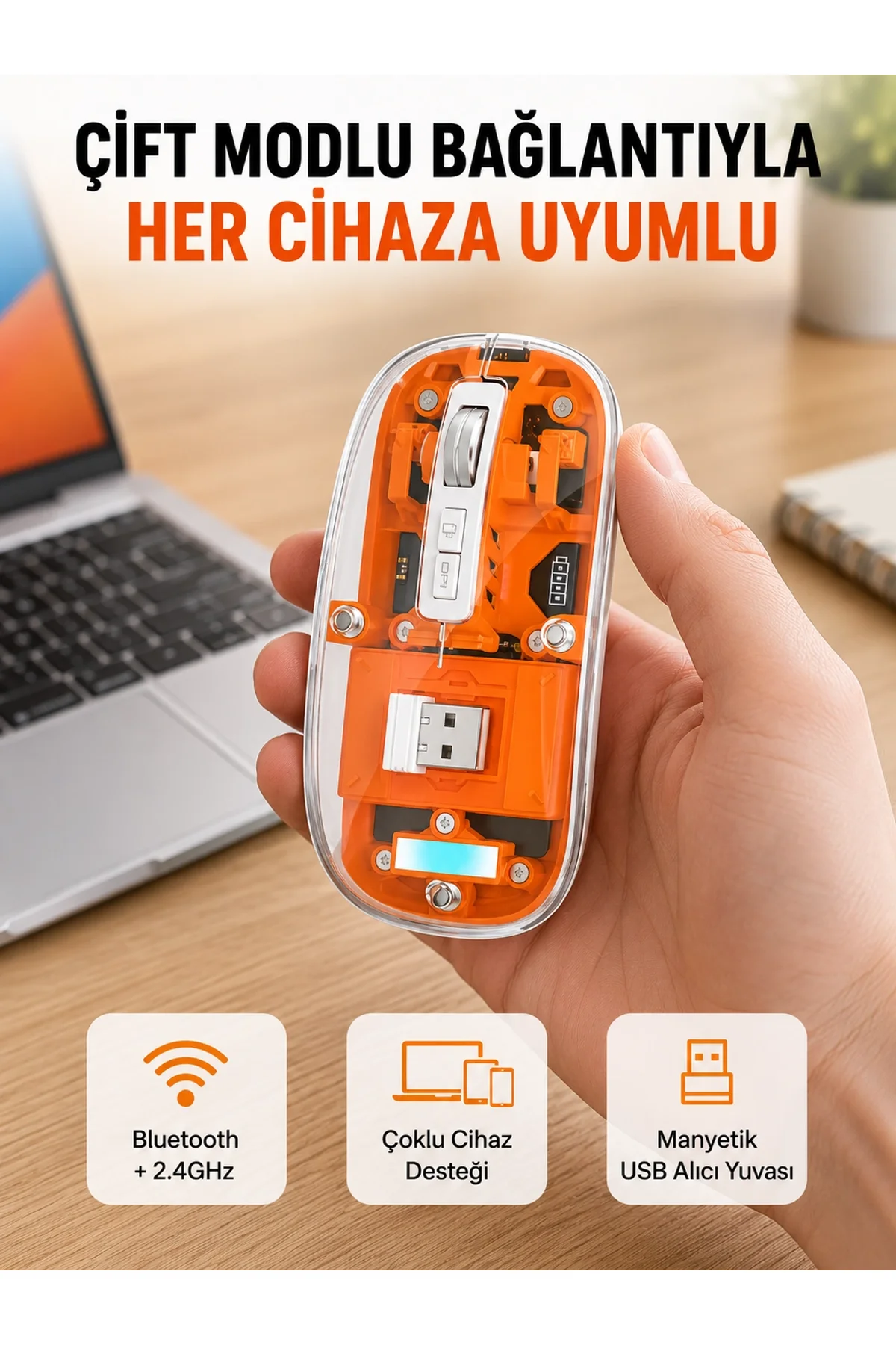 Hafif Ve Taşınabilir Fare – 43 Gram, Otomatik Uyku Modlu Yeni Nesil