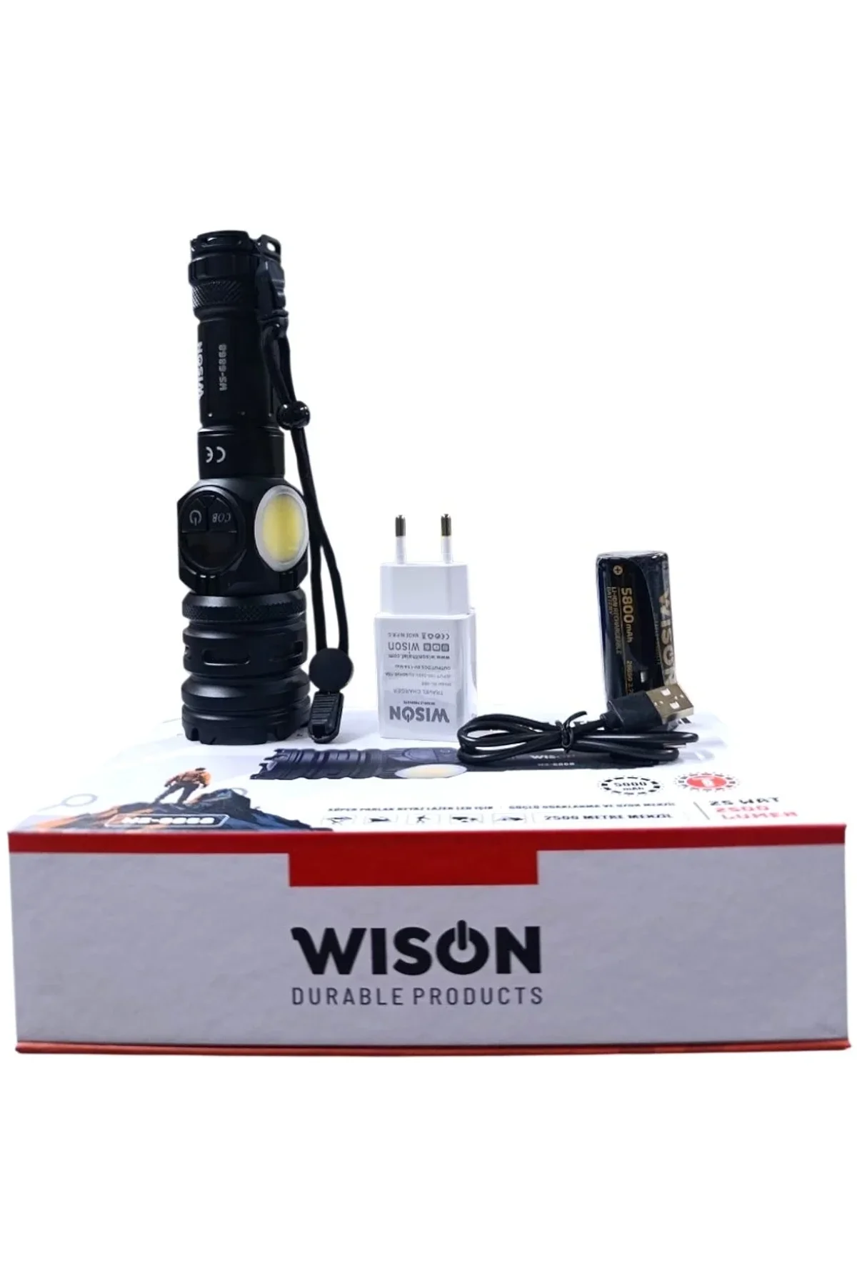 2500 lümen 25 wat 5000 mah Pil Şarj Edilebilir Uzun Menzilli El Feneri WS-6868 (4741) - Just Cheap Store Görsel 3