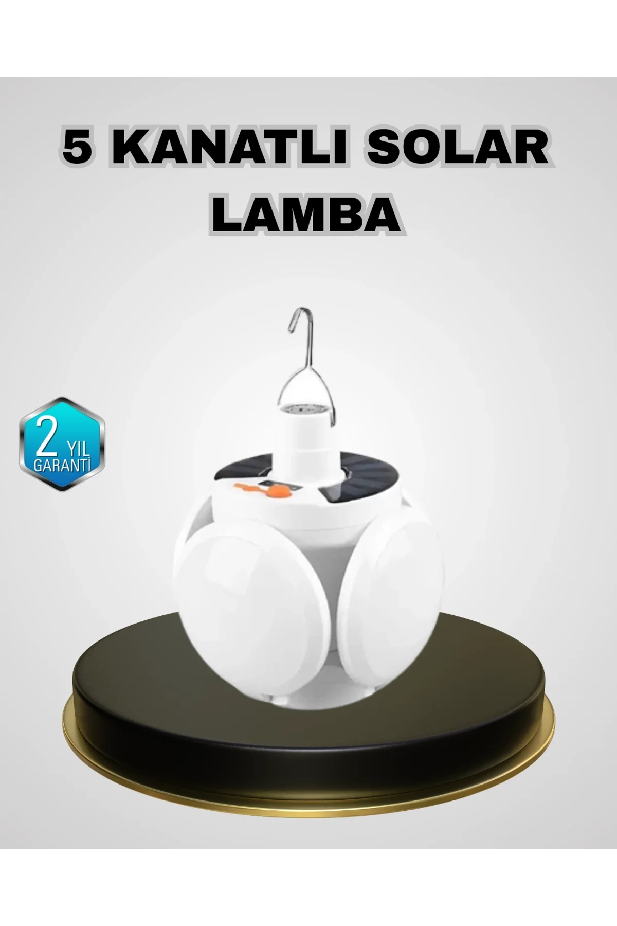 5 Kanatlı Solar Kamp Lambası – Usb Şarjlı, Taşınabilir, Ip65 Su Geçirmez Bahçe Lambası