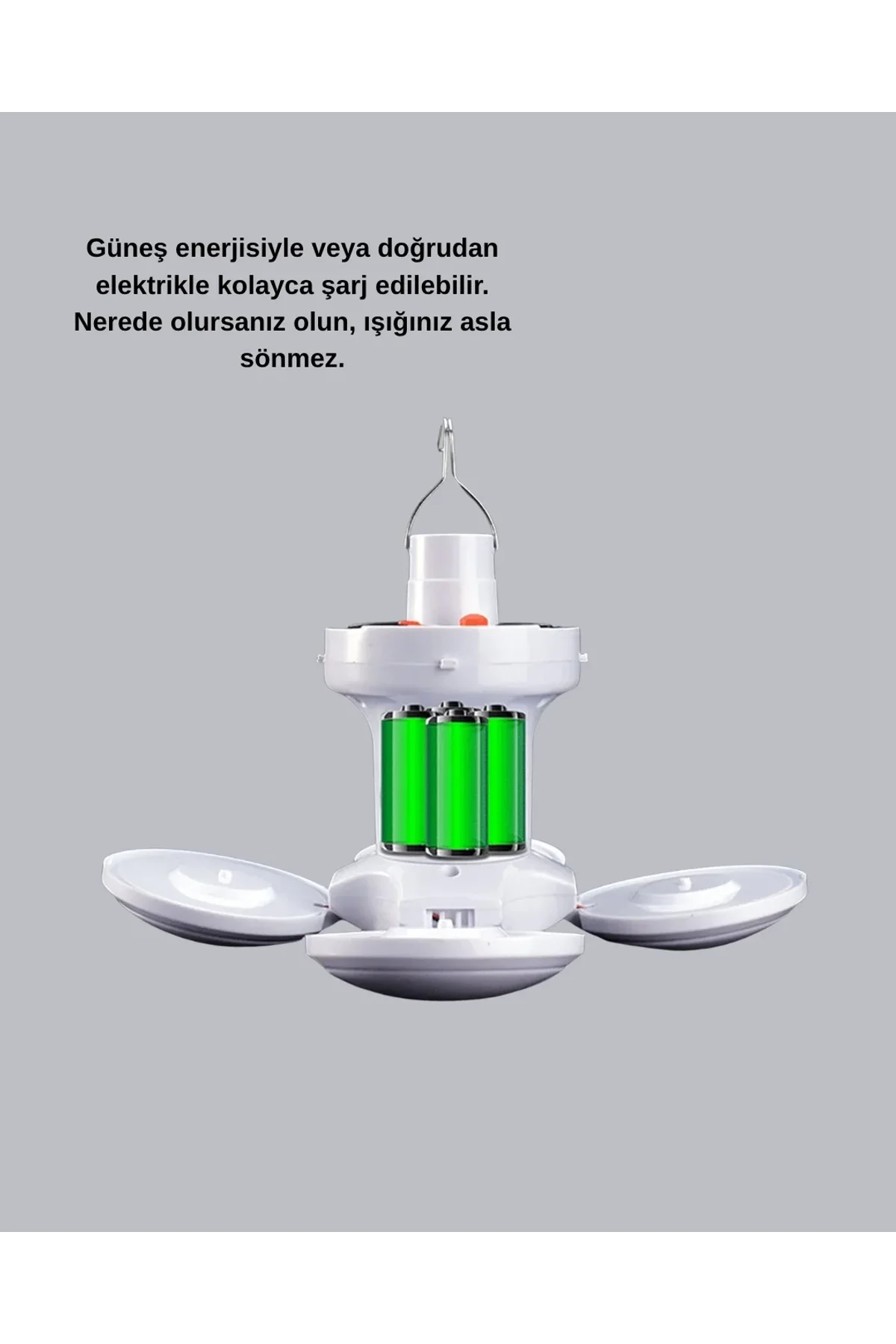 Solar Güneş Enerjili Ve Usb Şarjlı 5 Kanatlı Led Kamp Lambası - Just Cheap Store Görsel 3