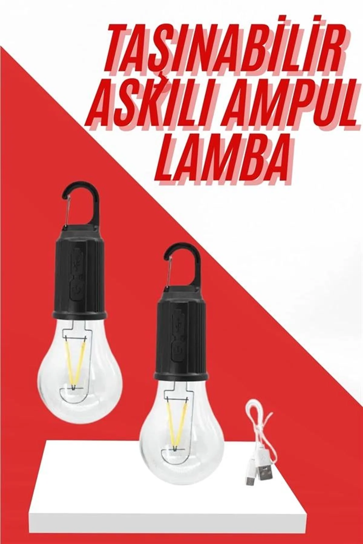 Şarjlı Aydınlatma Ampul Tasarımlı Ambians Işık Askılı Kamp Lambası - Just Cheap Store Görsel 2