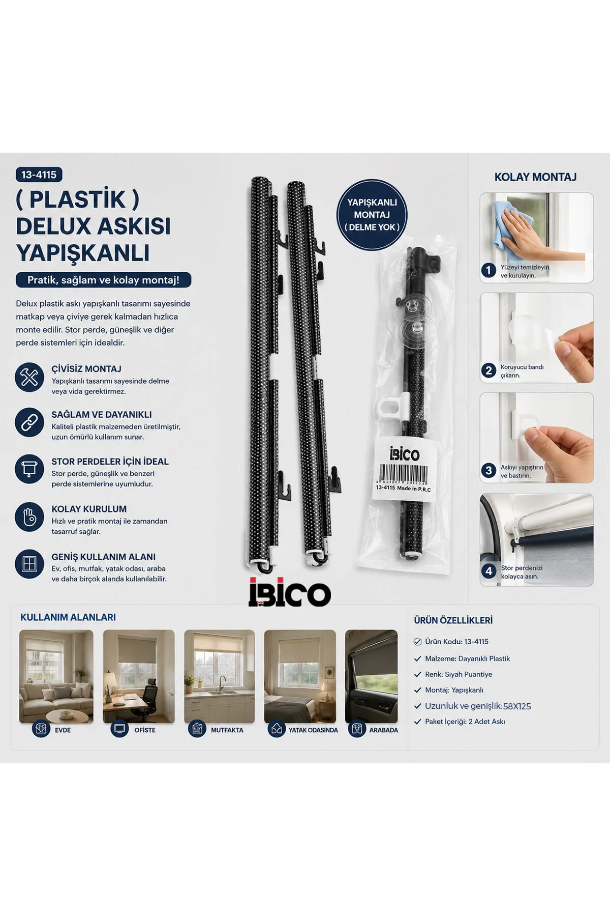 58X125CM OTO-ARAÇ - EV - OFİS CAM PANELİ GÜNEŞLİK PVC PERDE MAKARALI AÇ-KAPA VANTUZLU MONTAJ (4741) - Just Cheap Store Görsel 2